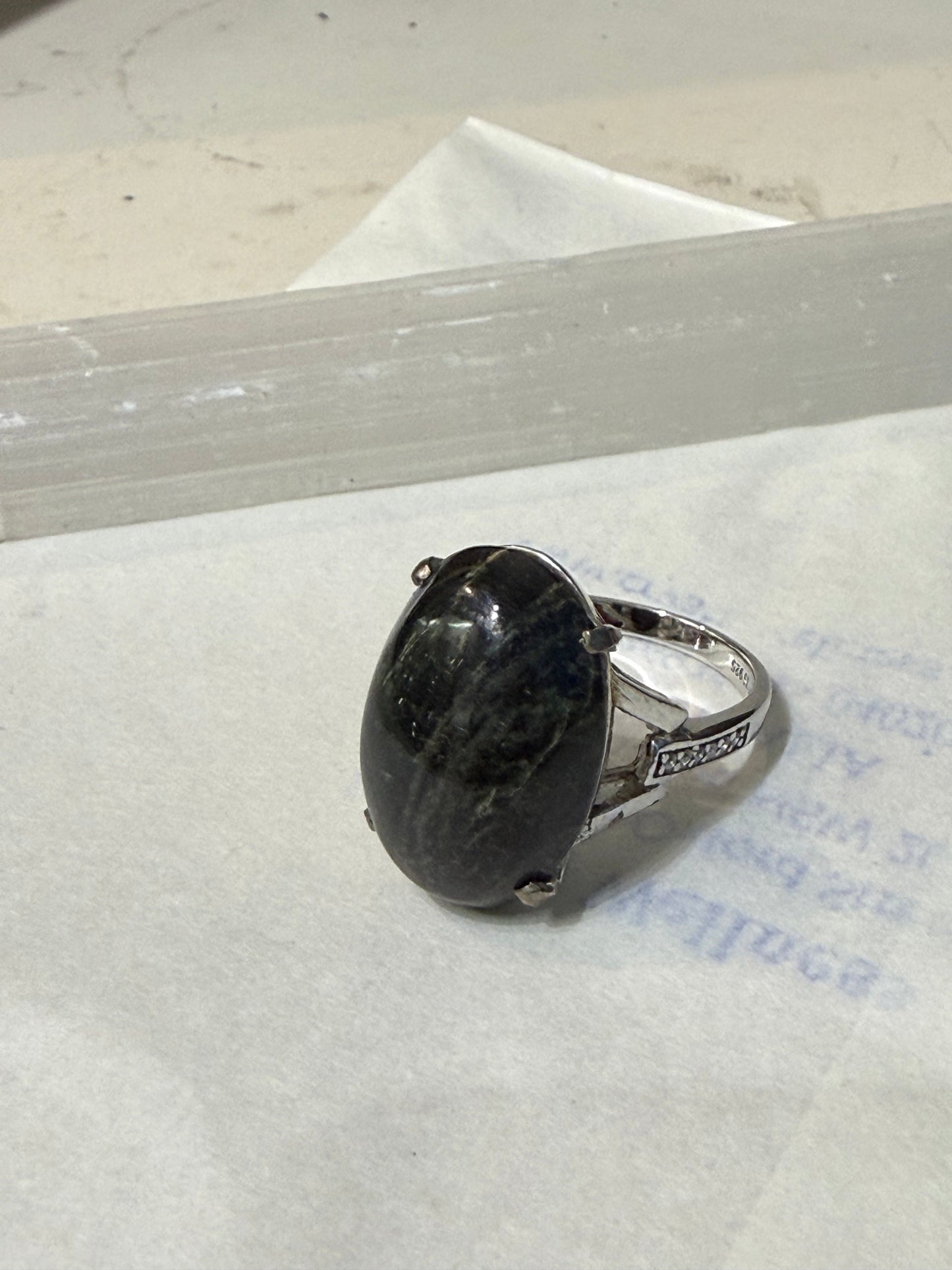 Arfvedsonite with Zircon Ring– Stone of Inner Vision & Transformation, size 7 Crystal Wellness