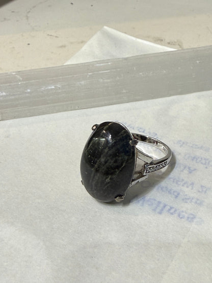 Arfvedsonite with Zircon Ring– Stone of Inner Vision & Transformation, size 7 Crystal Wellness