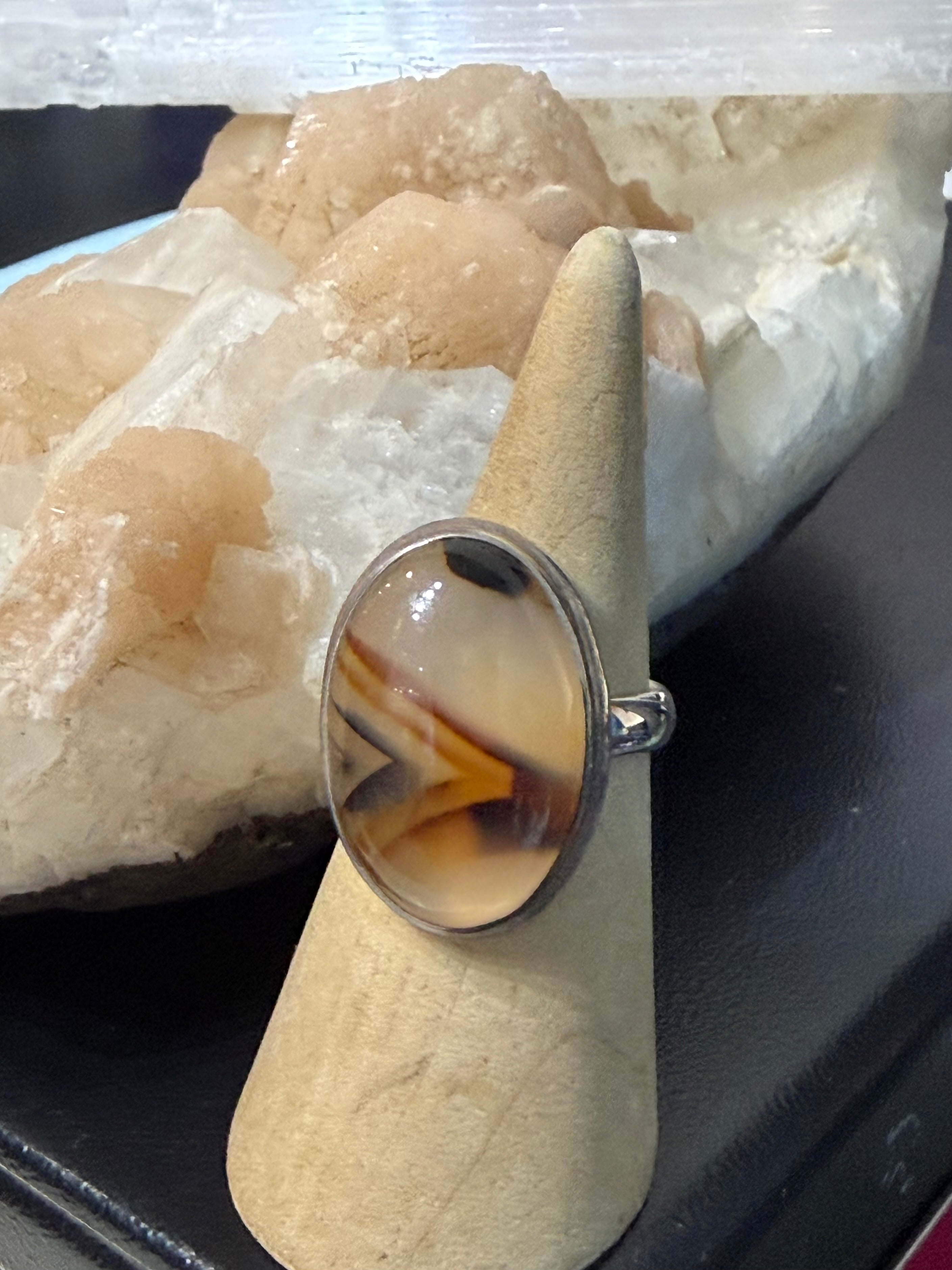 Montana Agate Ring, size 9 – Stone of Calm, Clarity & Natural Balance Crystal Wellness