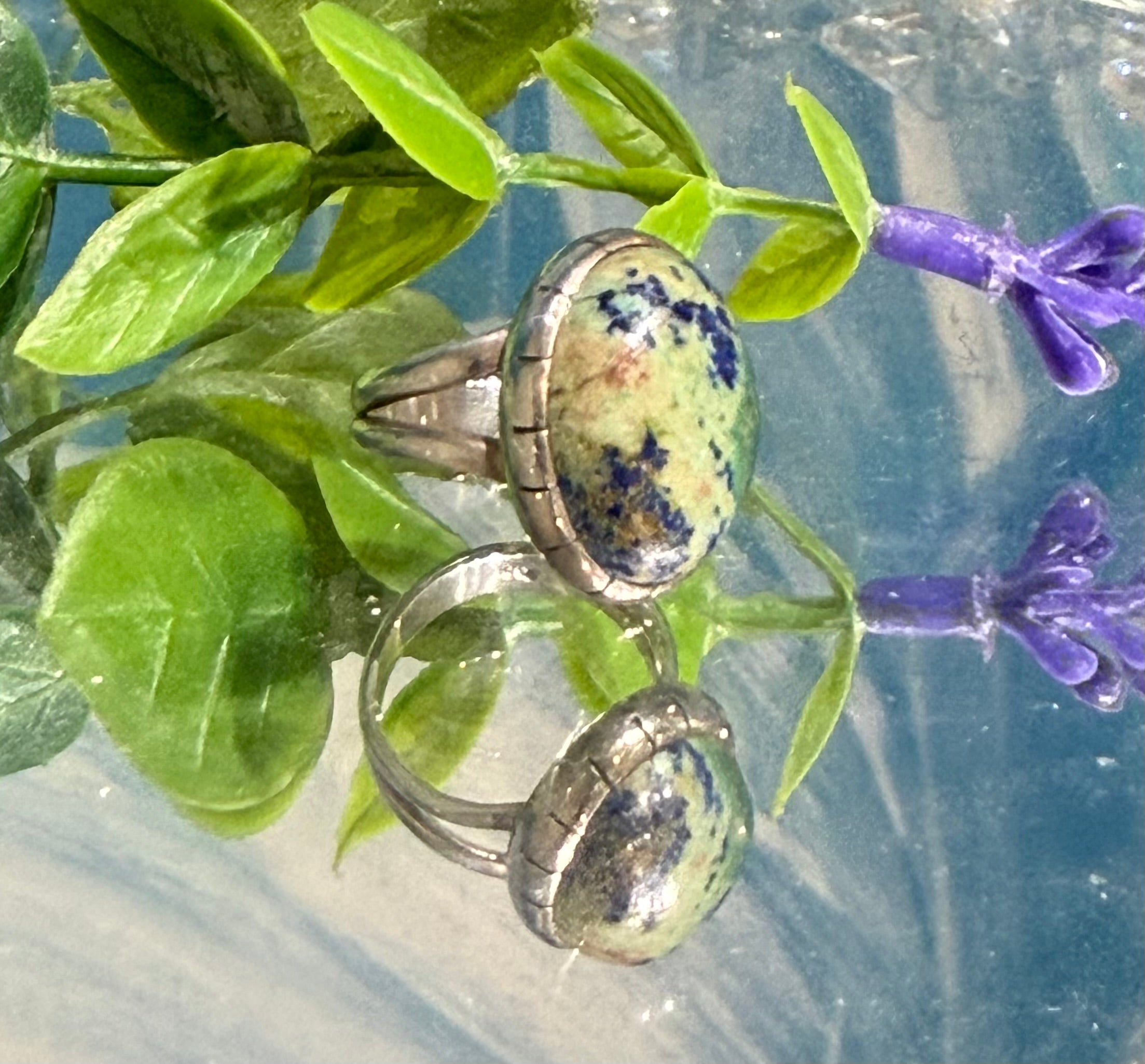 Azurite in Malachite Sterling Silver Ring, size 5.5 Crystal Wellness