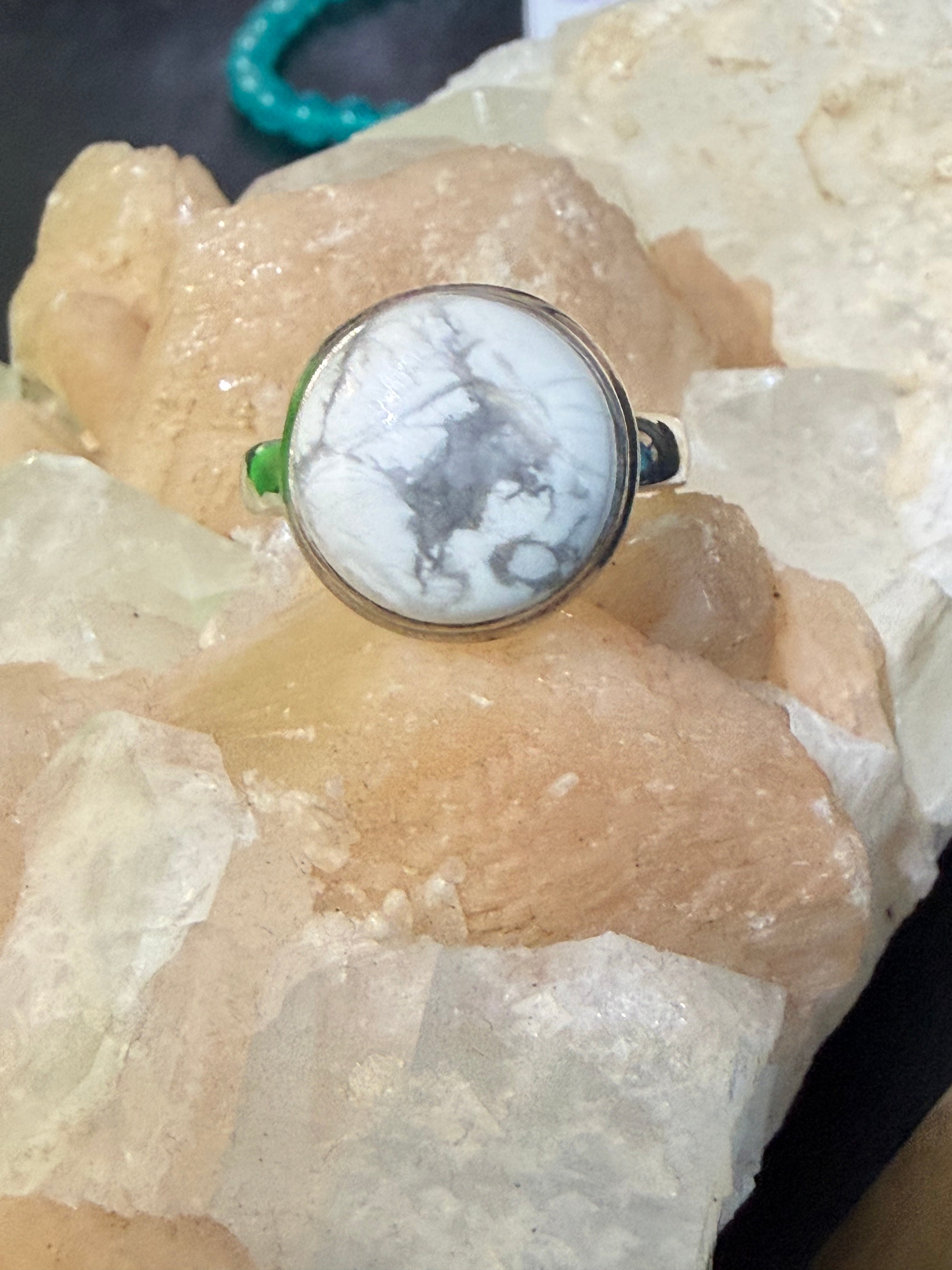 Howlite Ring, size 8.5 – Serenity of the Soul Crystal Wellness
