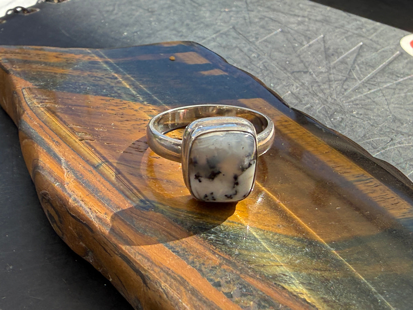 Dendritic Opal Ring — Whispers of Nature, size 9 Crystal Wellness