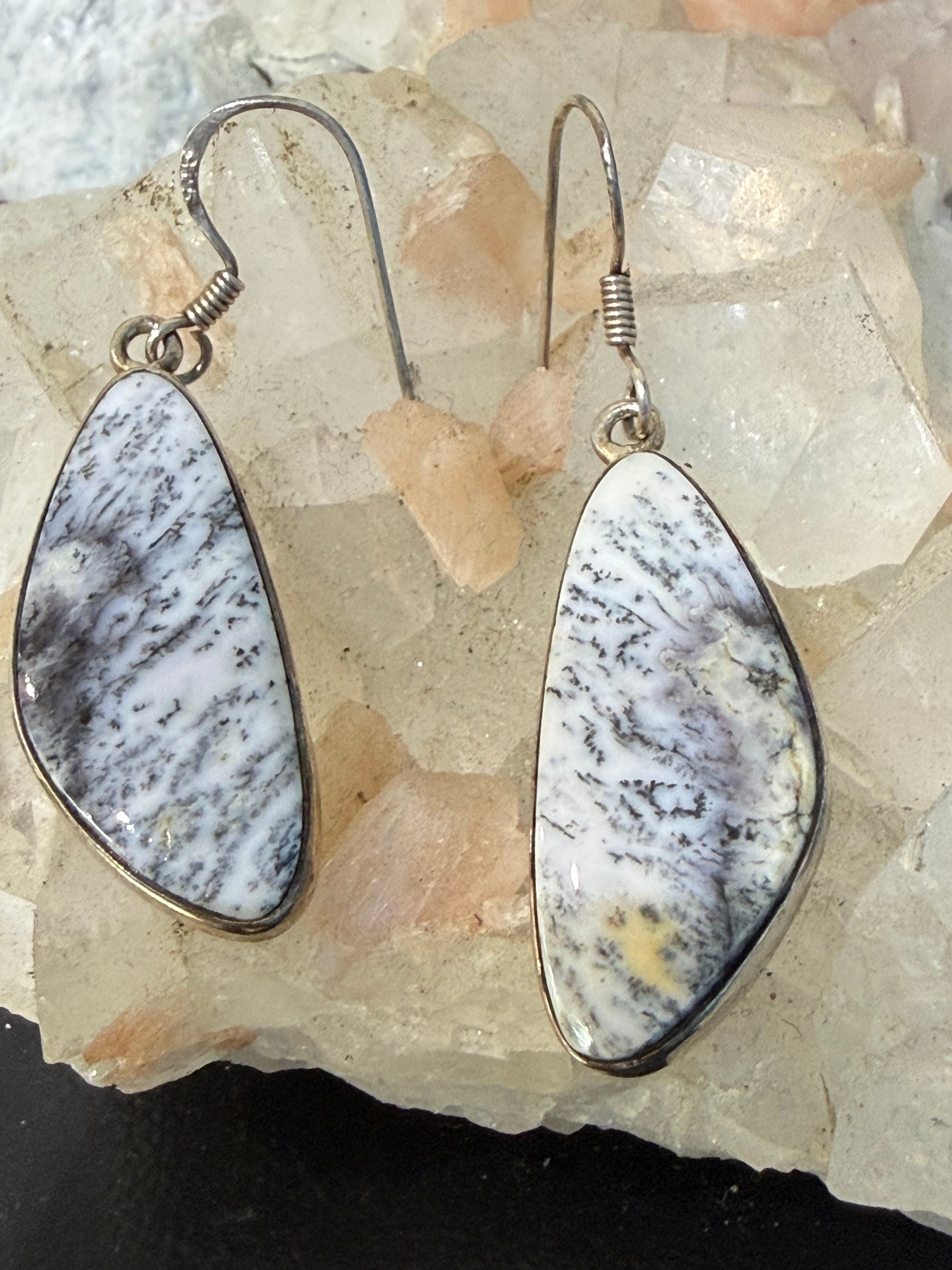 Dendritic Opal Earrings — Nature’s Story of Growth, 29mmx18mm Crystal Wellness