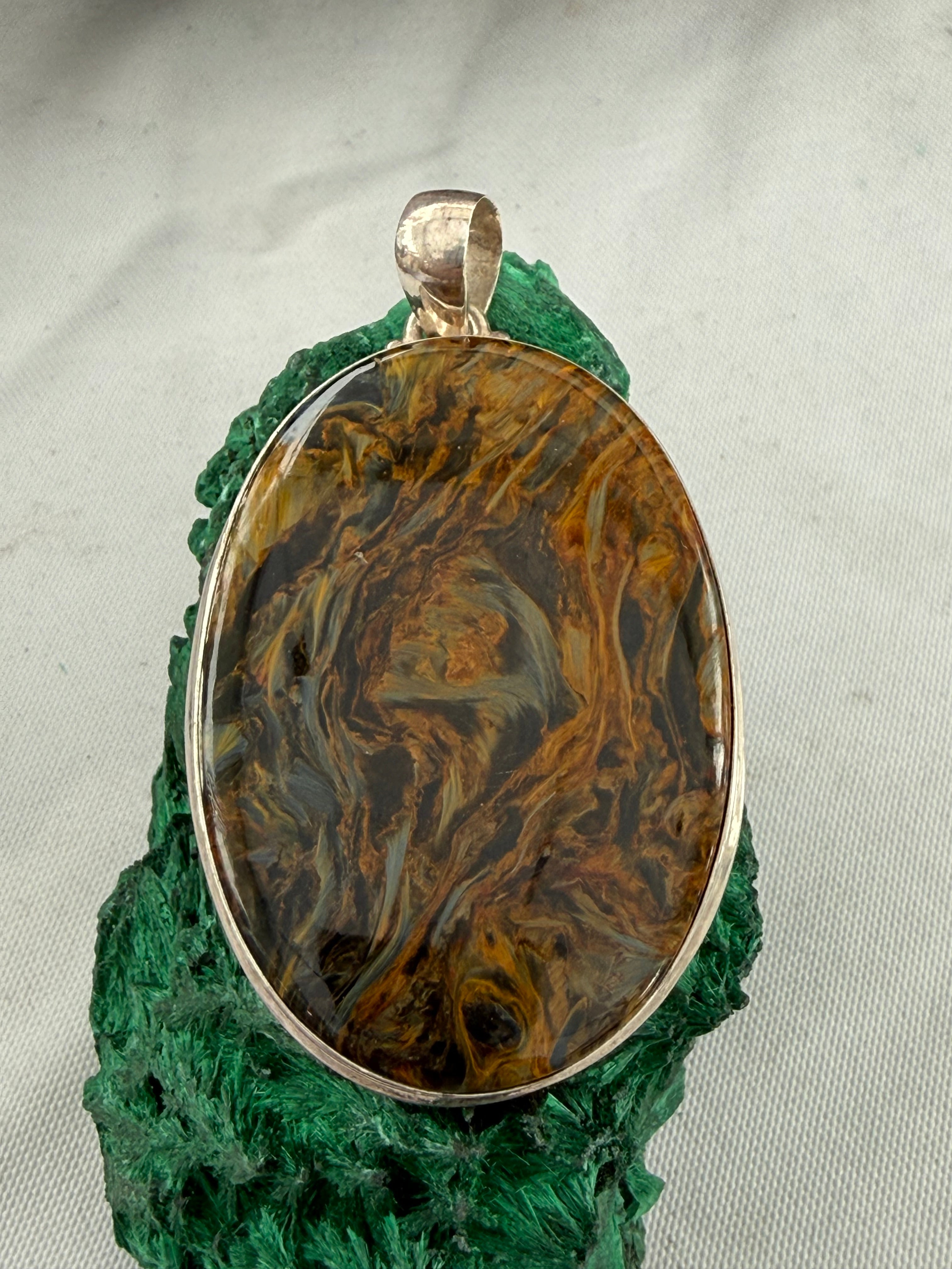 Pietersite Silver Pendant 45mmx38mm Crystal Wellness