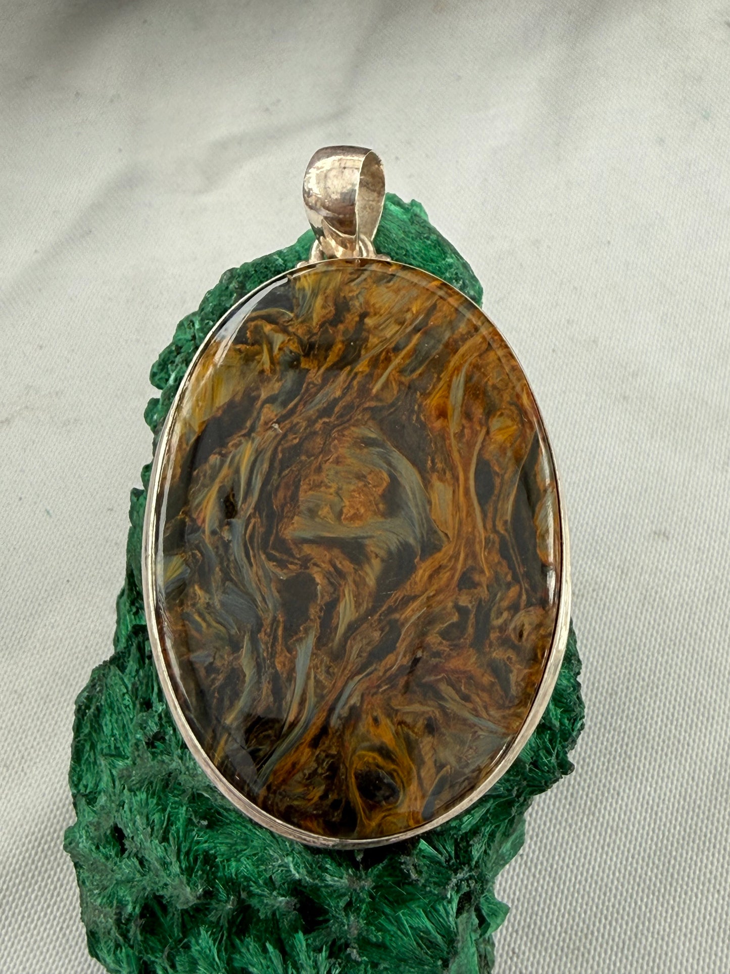 Pietersite Silver Pendant 45mmx38mm Crystal Wellness