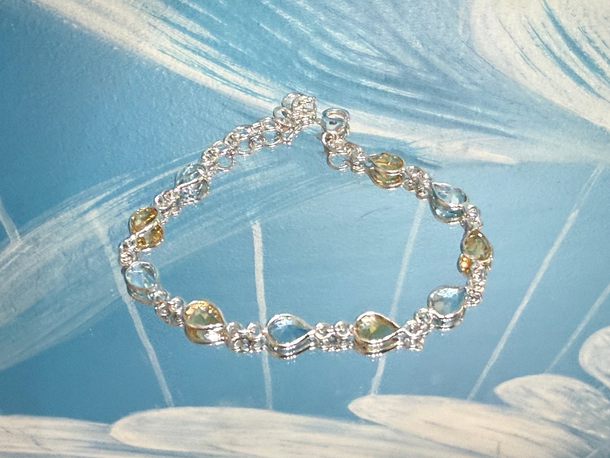 Citrine & Blue Topaz Silver Bracelet, 21cm

Abundance • Clarity • Joyful Expression Crystal Wellness