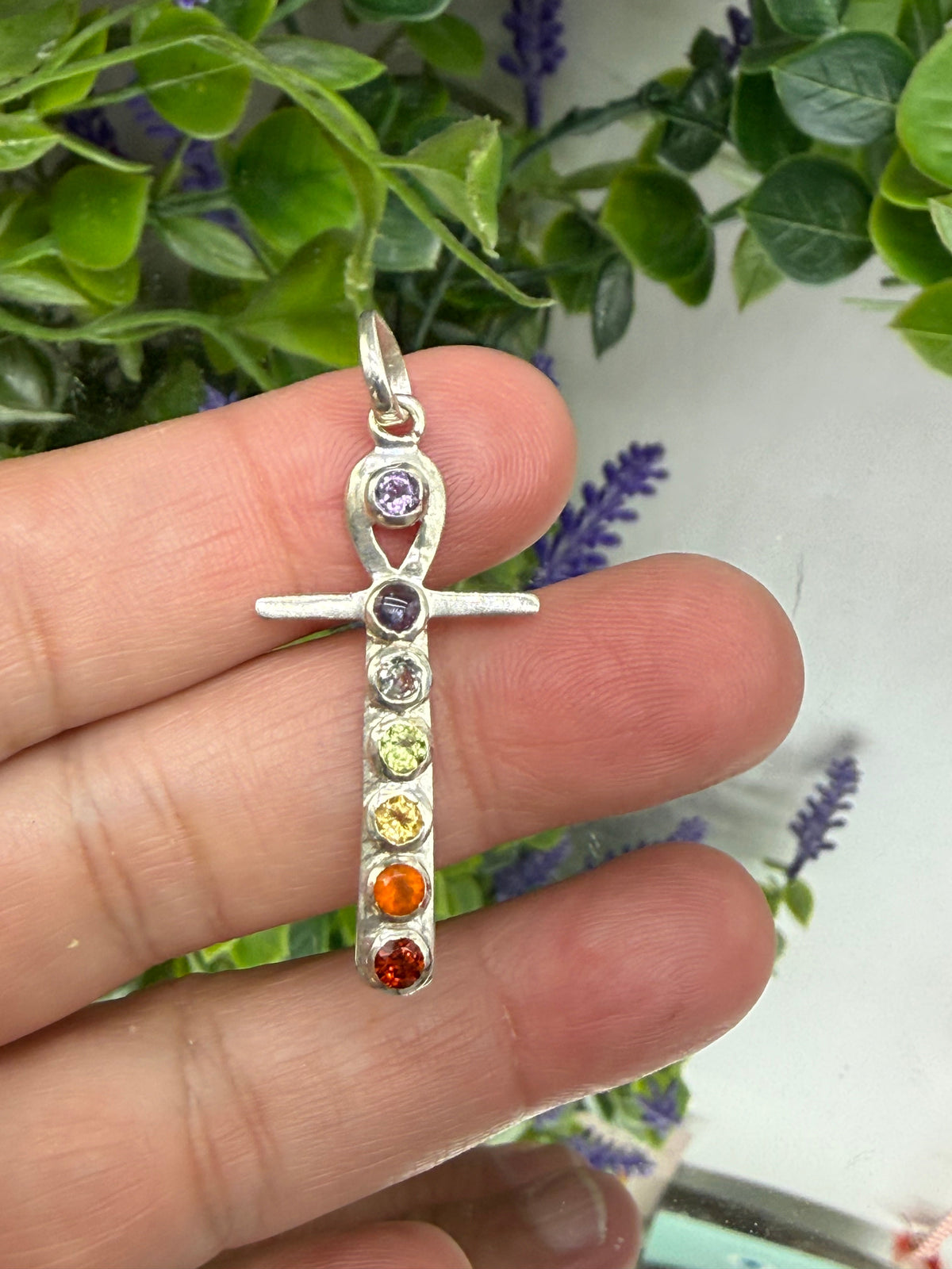 Sacred Cross Chakra Pendant — Faith, Protection & Inner Balance, 35mmx18mm Crystal Wellness