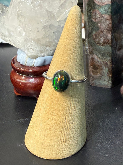 CHALAMA BLACK OPAL RING
“Stone of Mystery, Intuition & Transformation”, size 7.5 Crystal Wellness