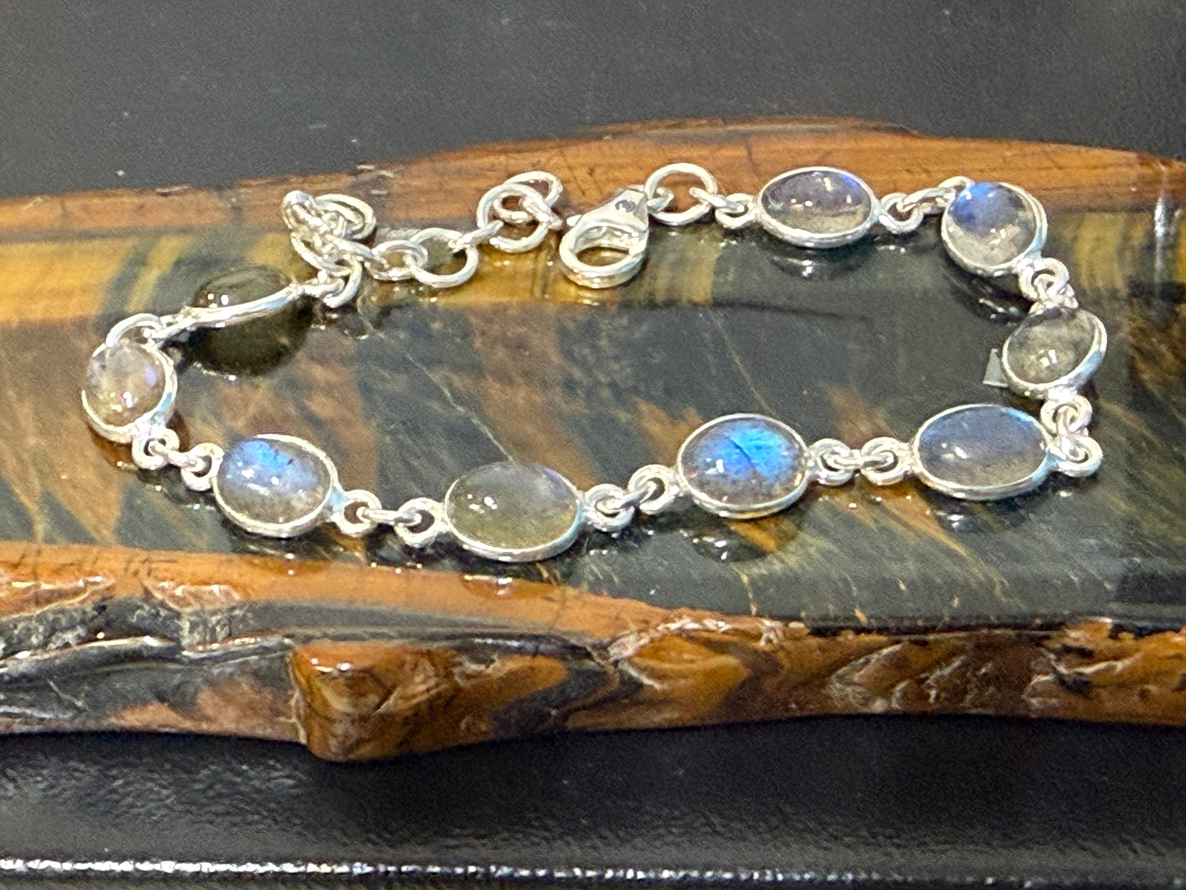 Silver Labradorite Bracelet, 21cm Crystal Wellness