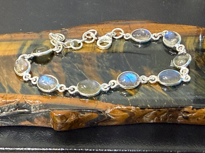 Silver Labradorite Bracelet, 21cm Crystal Wellness