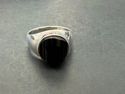 Black Tourmaline Ring — size 9 Grounding • Protection • Energetic Shield Crystal Wellness