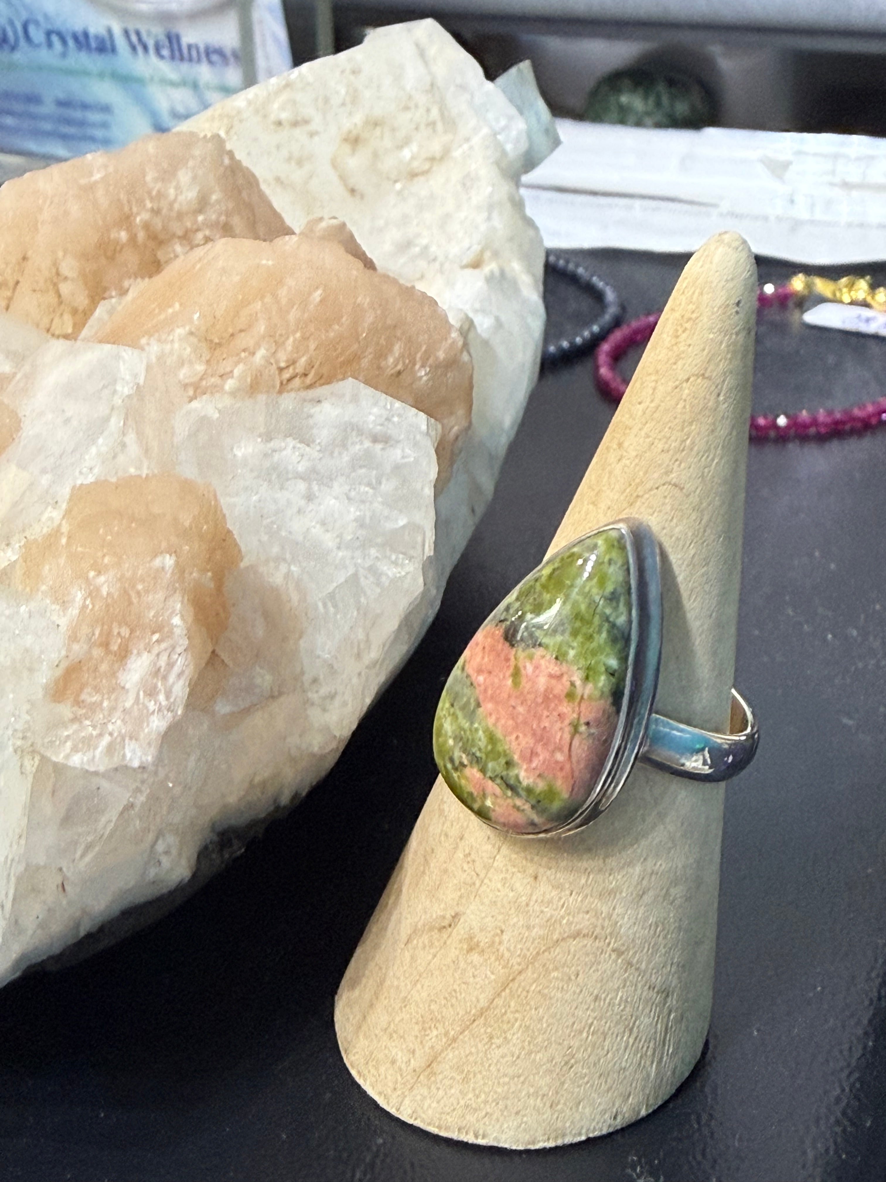 Unakite Ring, size 9 – Stone of Emotional Healing, Balance & New Beginnings Crystal Wellness