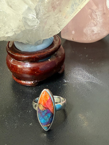 KINGMAN PINK DAHLIA TURQUOISE RING – Love, Confidence & Emotional Balance, size 8 Crystal Wellness