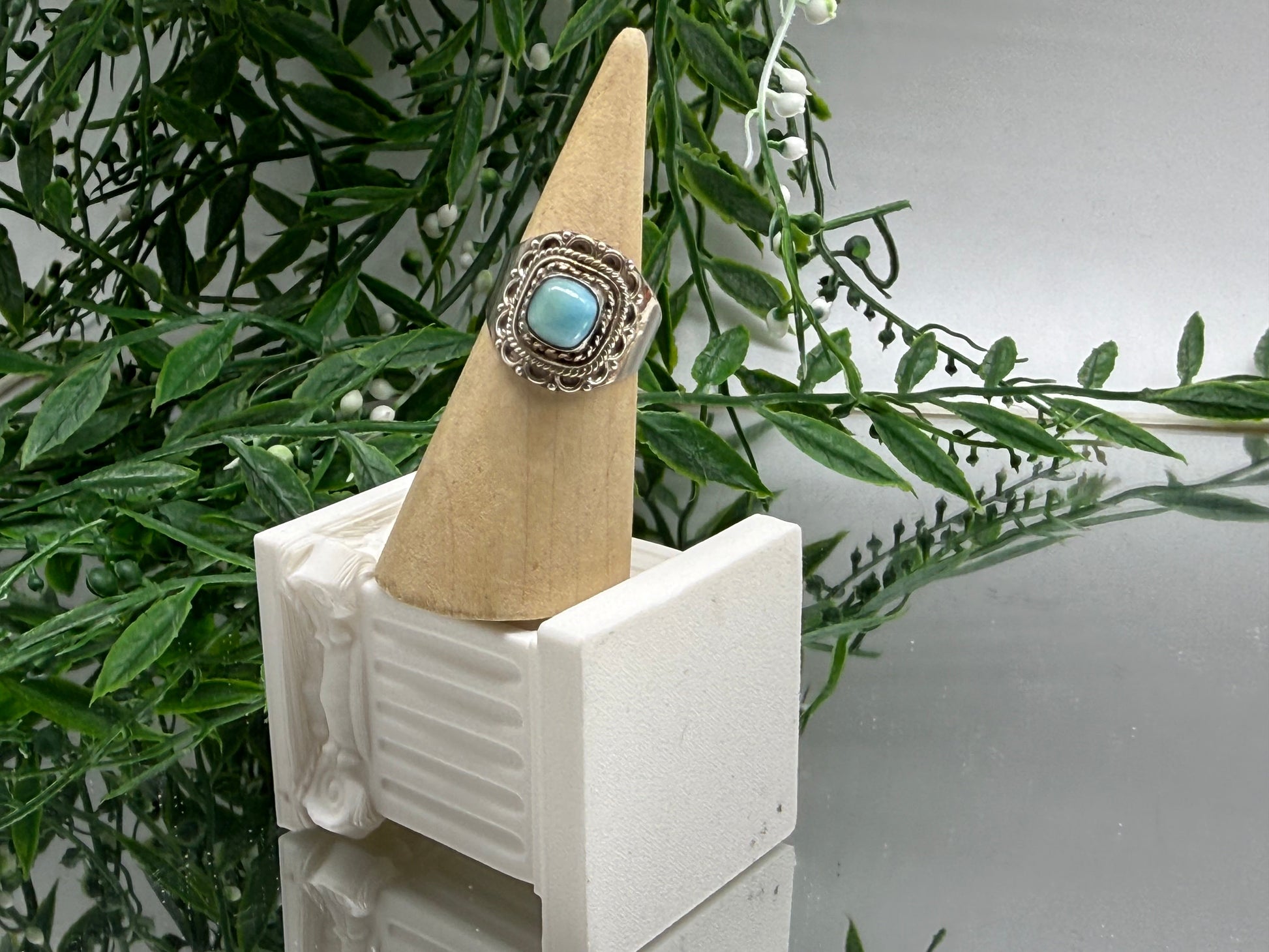 Larimar Ring – Ocean of Serenity, size 8 Crystal Wellness