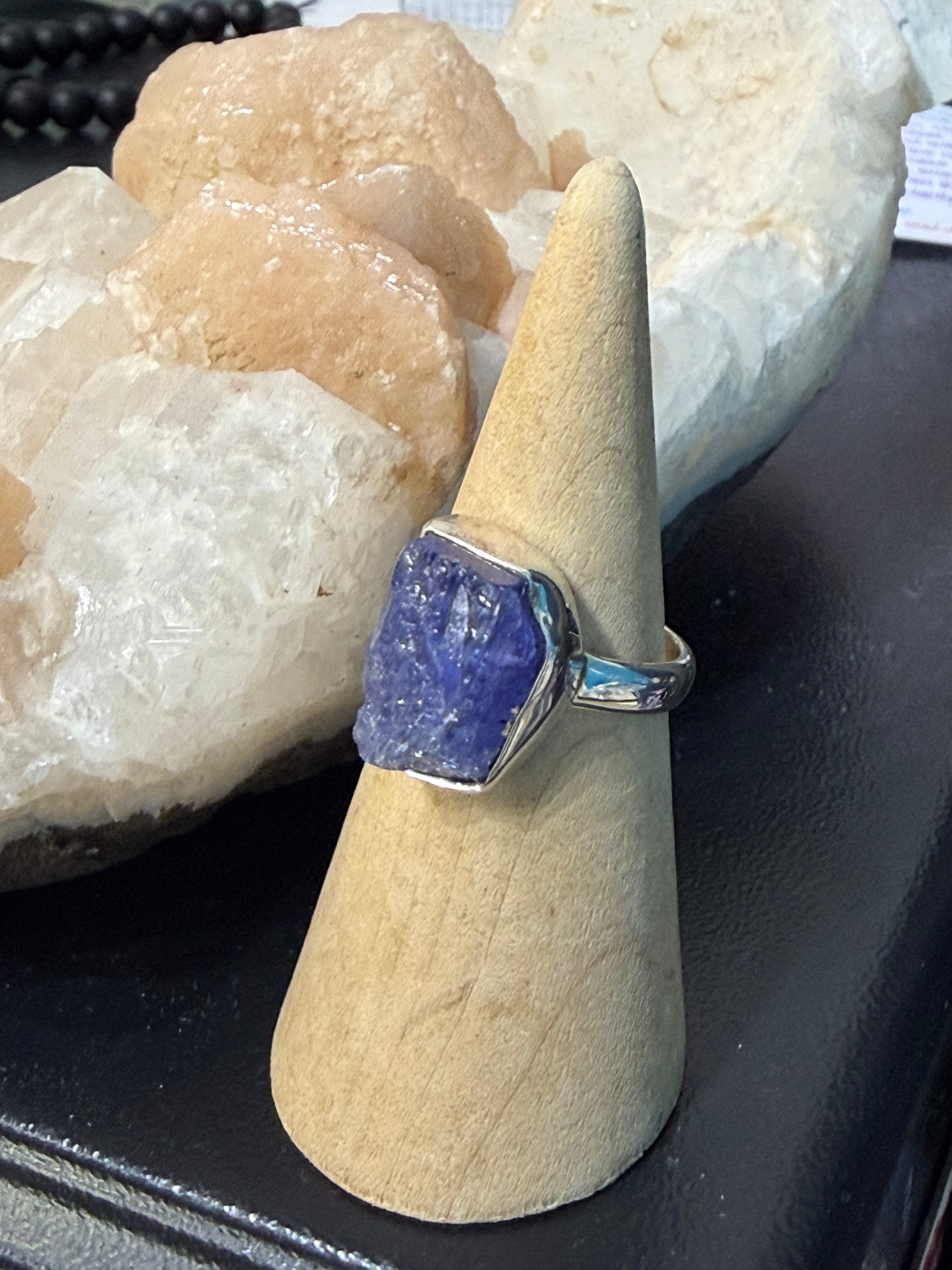 Premium Quality Raw Tanzanite Ring, size 7.5  – Natural Stone of Intuition, Transformation & Higher Wisdom Crystal Wellness