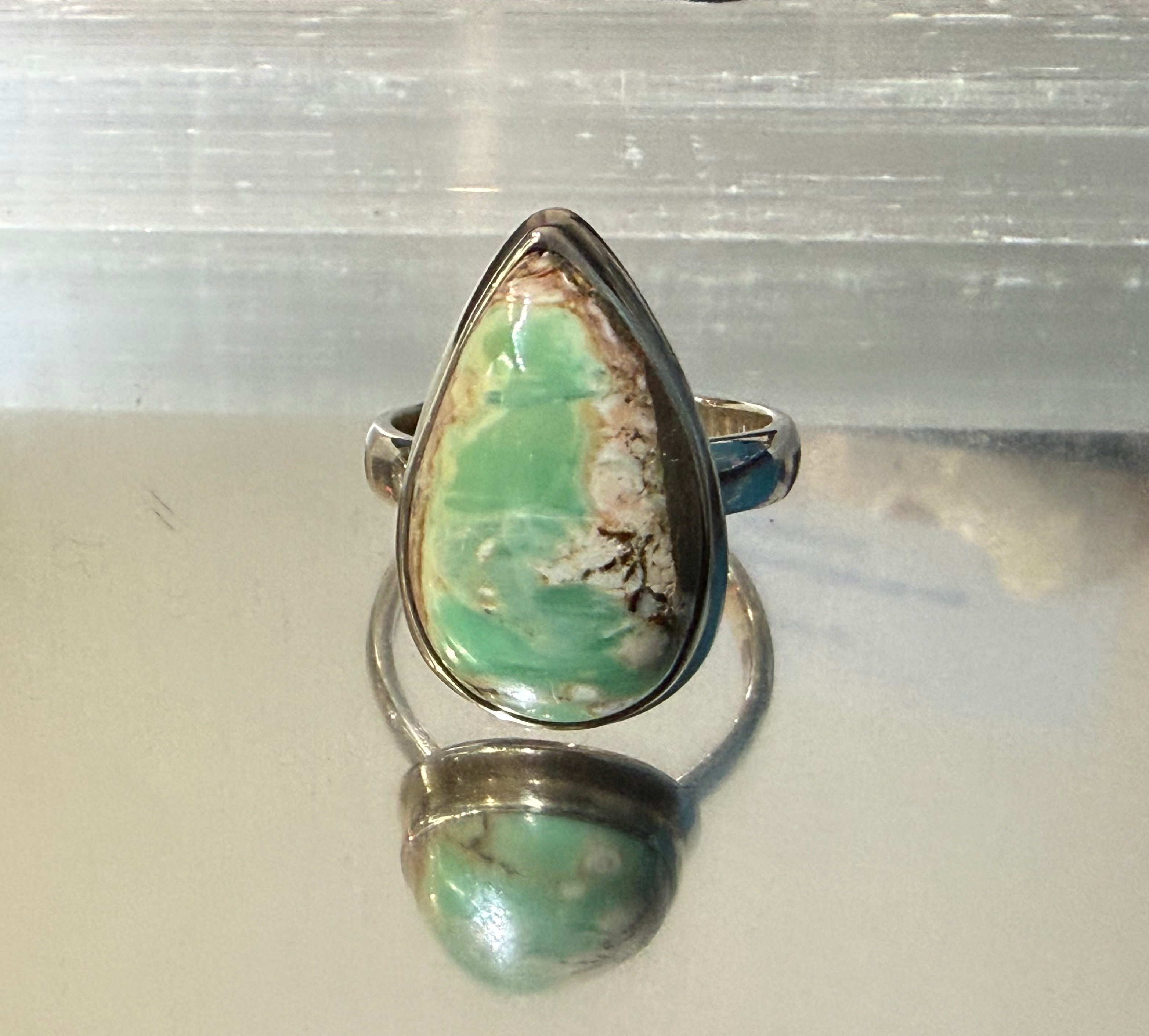 Variscite Ring, size 8 – Stone of Inner Peace & Heart Healing Crystal Wellness