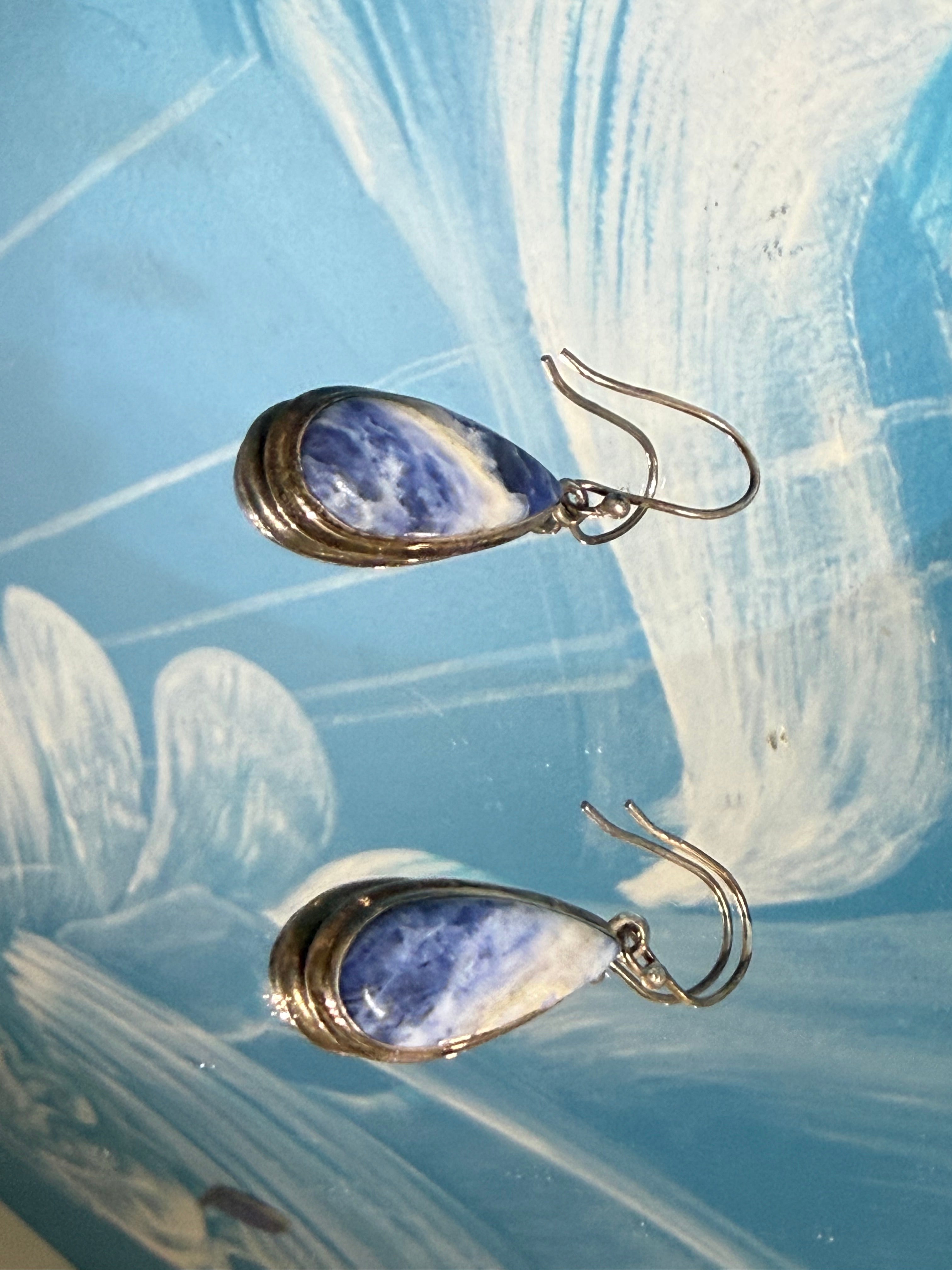Sodalite Earrings — Wisdom in Blue, 25mmx14mm Crystal Wellness