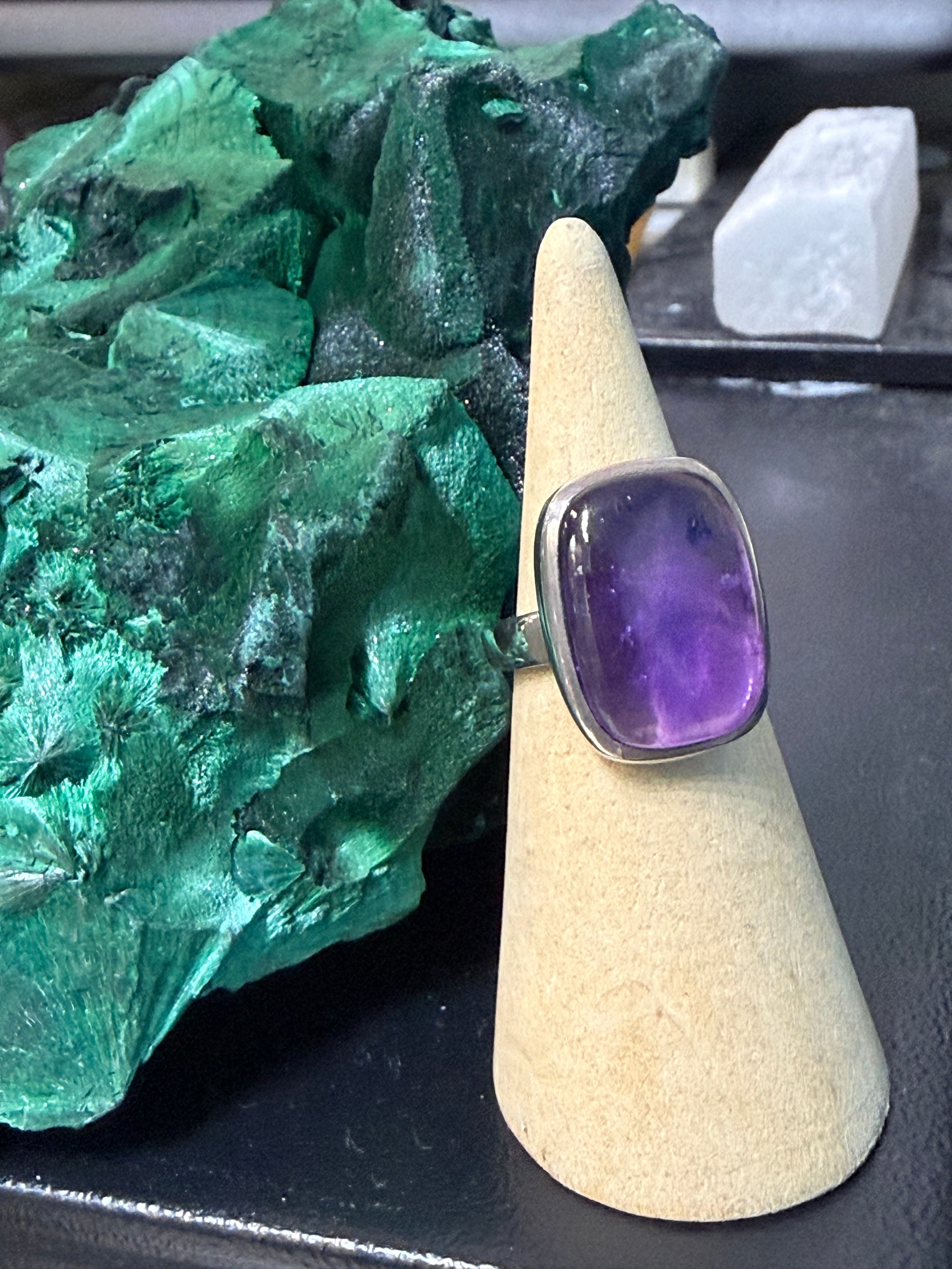 Amethyst 925 Sterling Silver Rings Size 7 Crystal Wellness