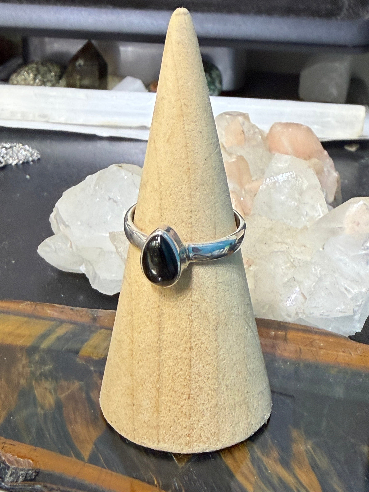 Black Star Ring — Inner Strength & Protection, size 7.75 Crystal Wellness