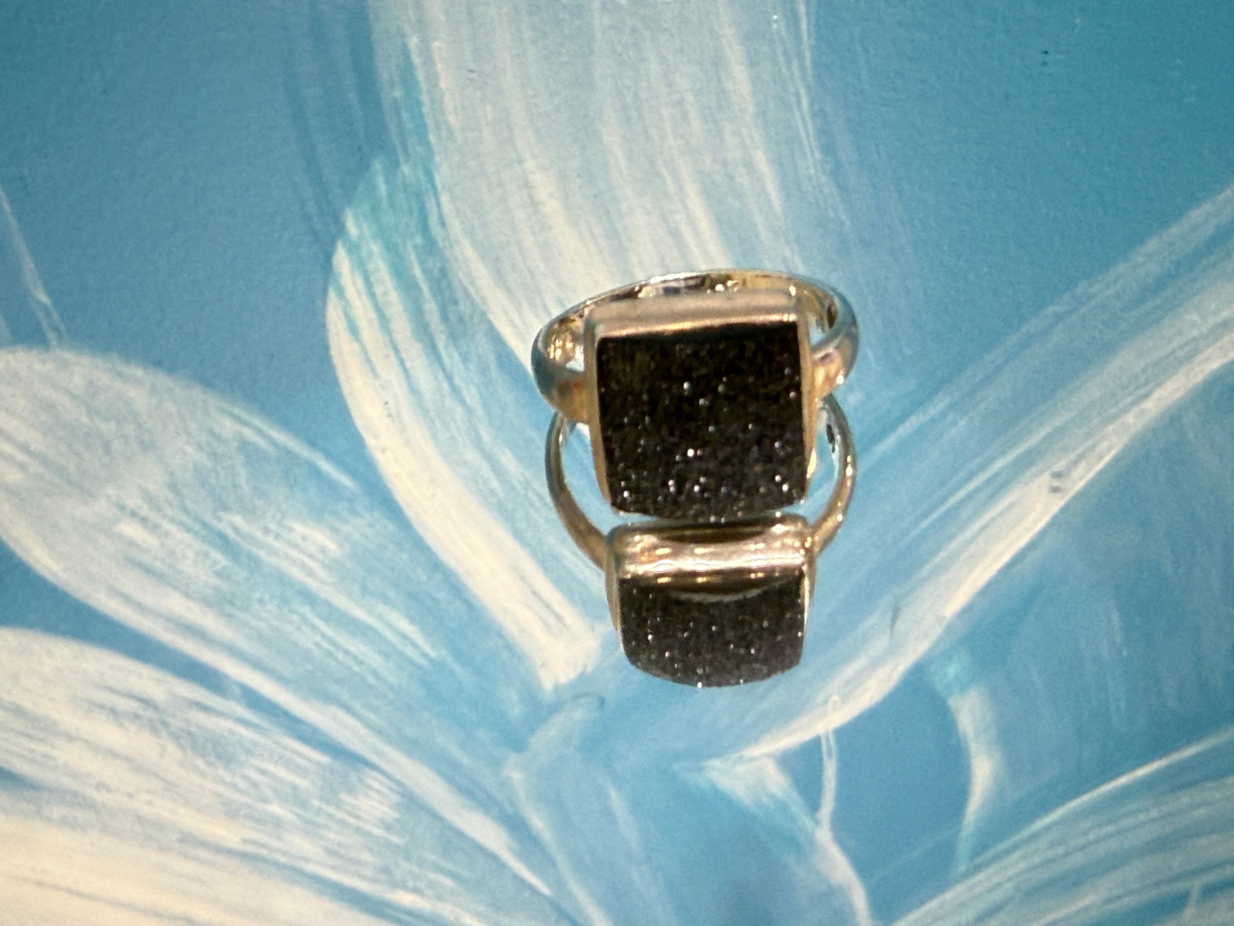 Black Onyx Druzy Ring, size 9  — Stone of Protection, Strength & Inner Radiance Crystal Wellness