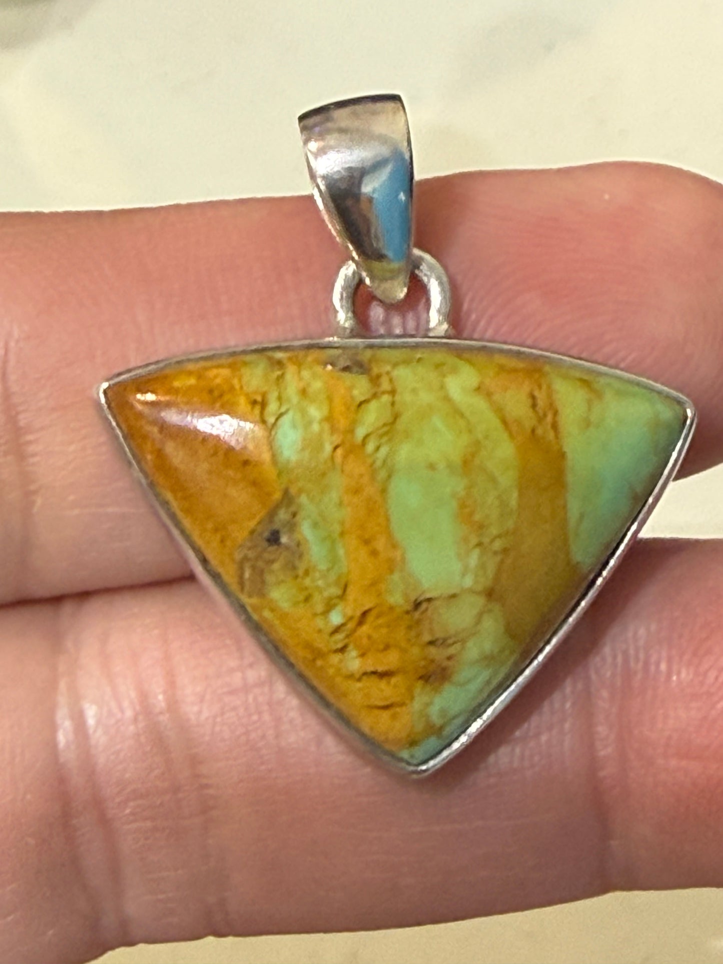 Green Turquoise Pendant – Stone of Healing & Sacred Protection, 28mmx21mm Crystal Wellness