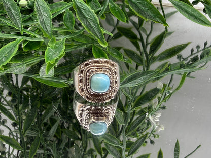 Larimar Ring – Ocean of Serenity, size 8 Crystal Wellness