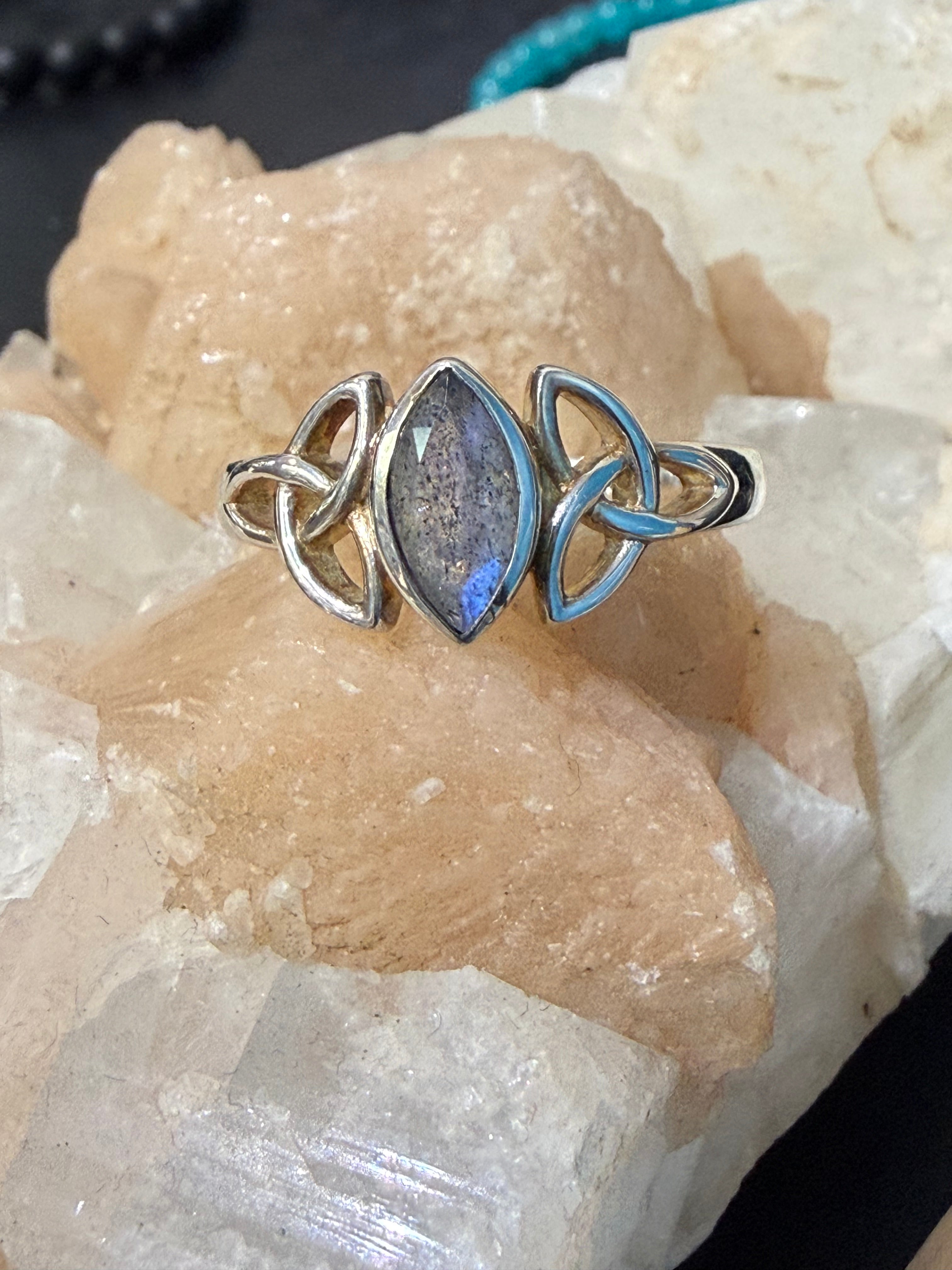 Mystical Labradorite Ring, size 12— Stone of Transformation & Inner Light Crystal Wellness