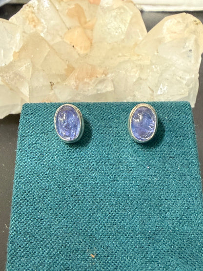 Tanzanite Stud Earrings – Intuition • Higher Wisdom • Spiritual Transformation, 9mmx6mm Crystal Wellness