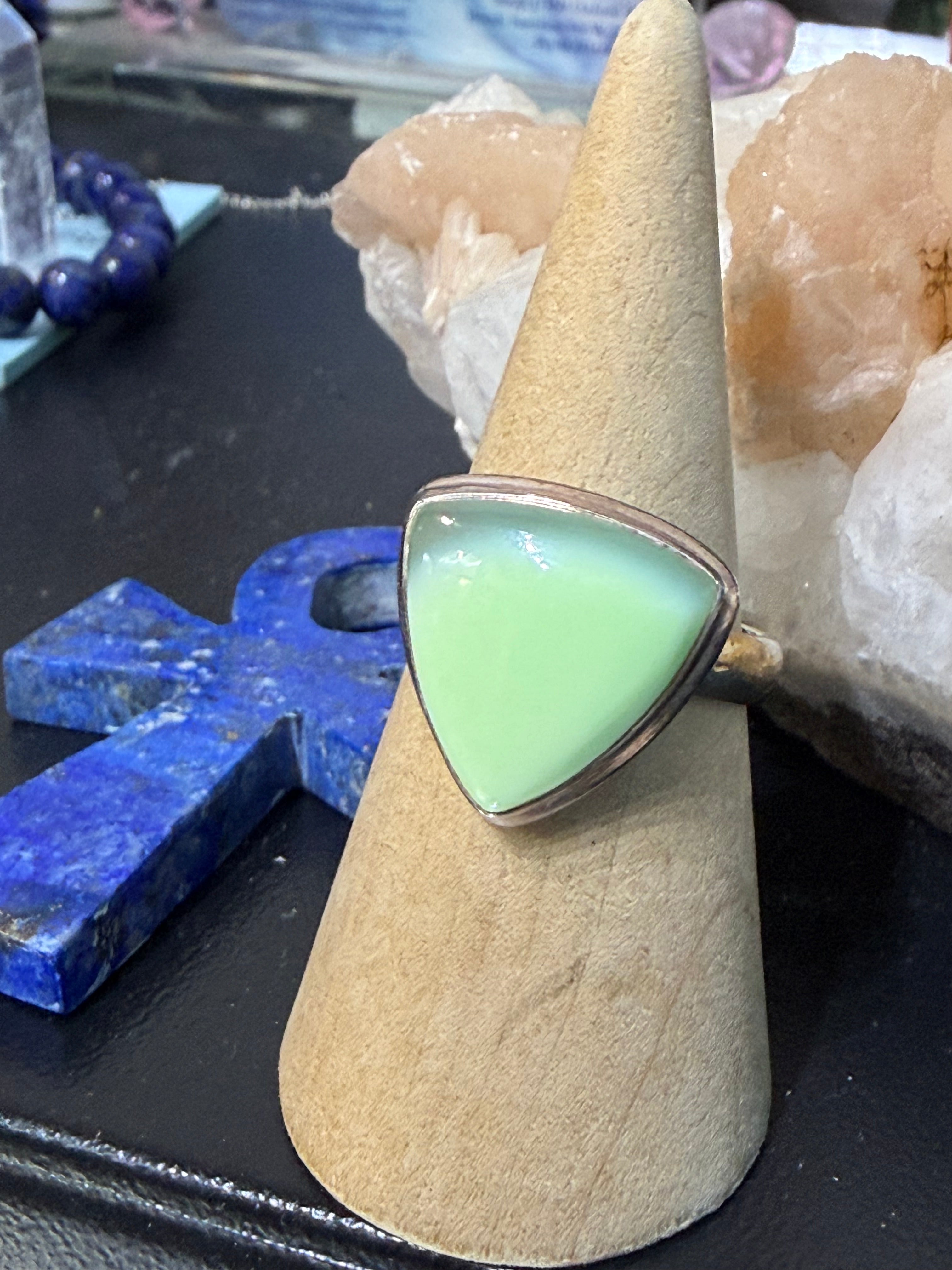 Lemon Chrysoprase Ring, size 10  – Joy, Emotional Healing & Fresh Beginnings Crystal Wellness
