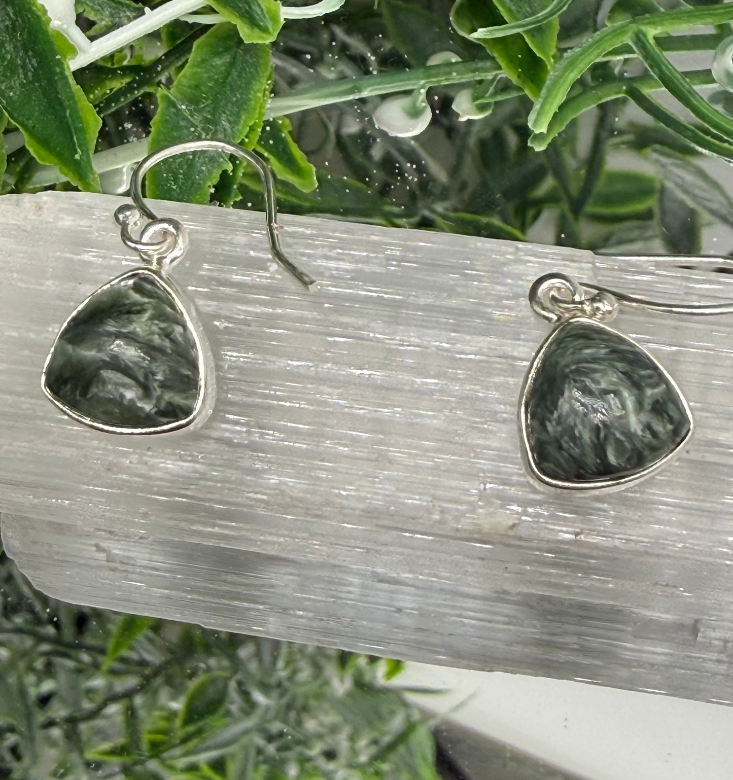 Angelic Whisper — Seraphinite Silver Earrings Crystal Wellness