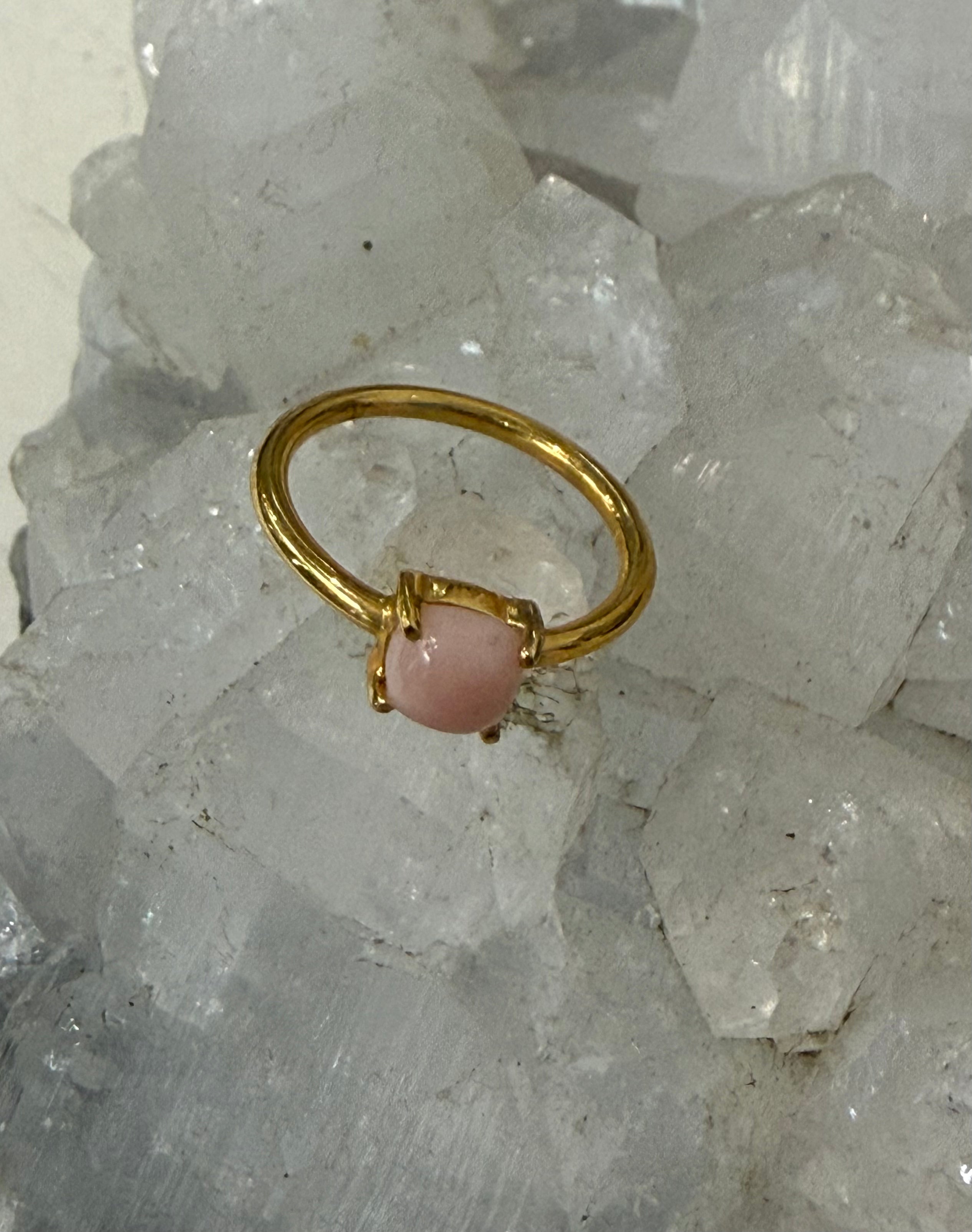 Pink Peruvian Opal Ring – Soft Heart Healing (Size 4 & 5) Crystal Wellness