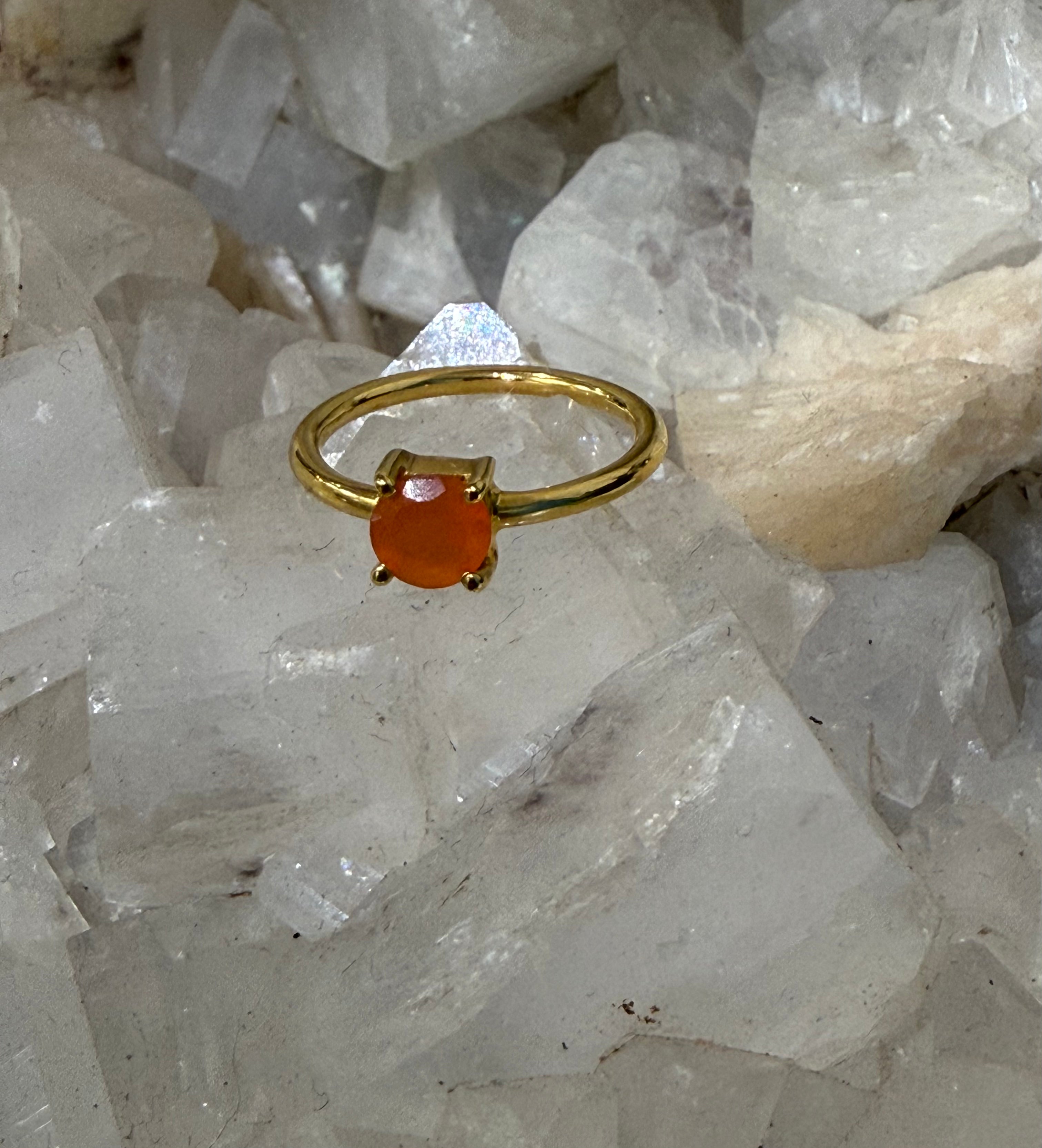 Carnelian Glow Vermeil Ring – Size 3 Crystal Wellness