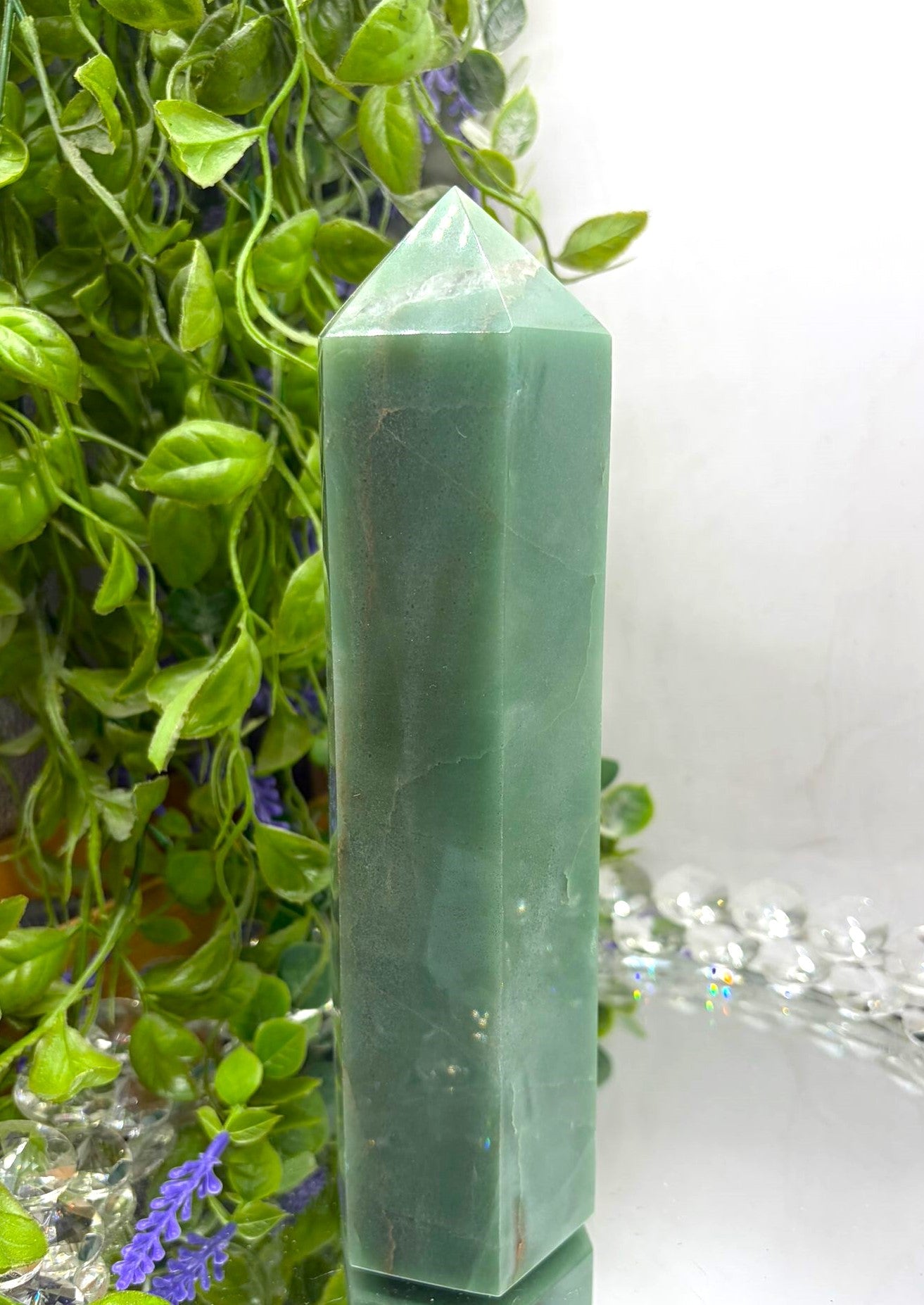 Green Aventurine Tower – Prosperity, Luck & Heart Healing Crystal Point Crystal Wellness