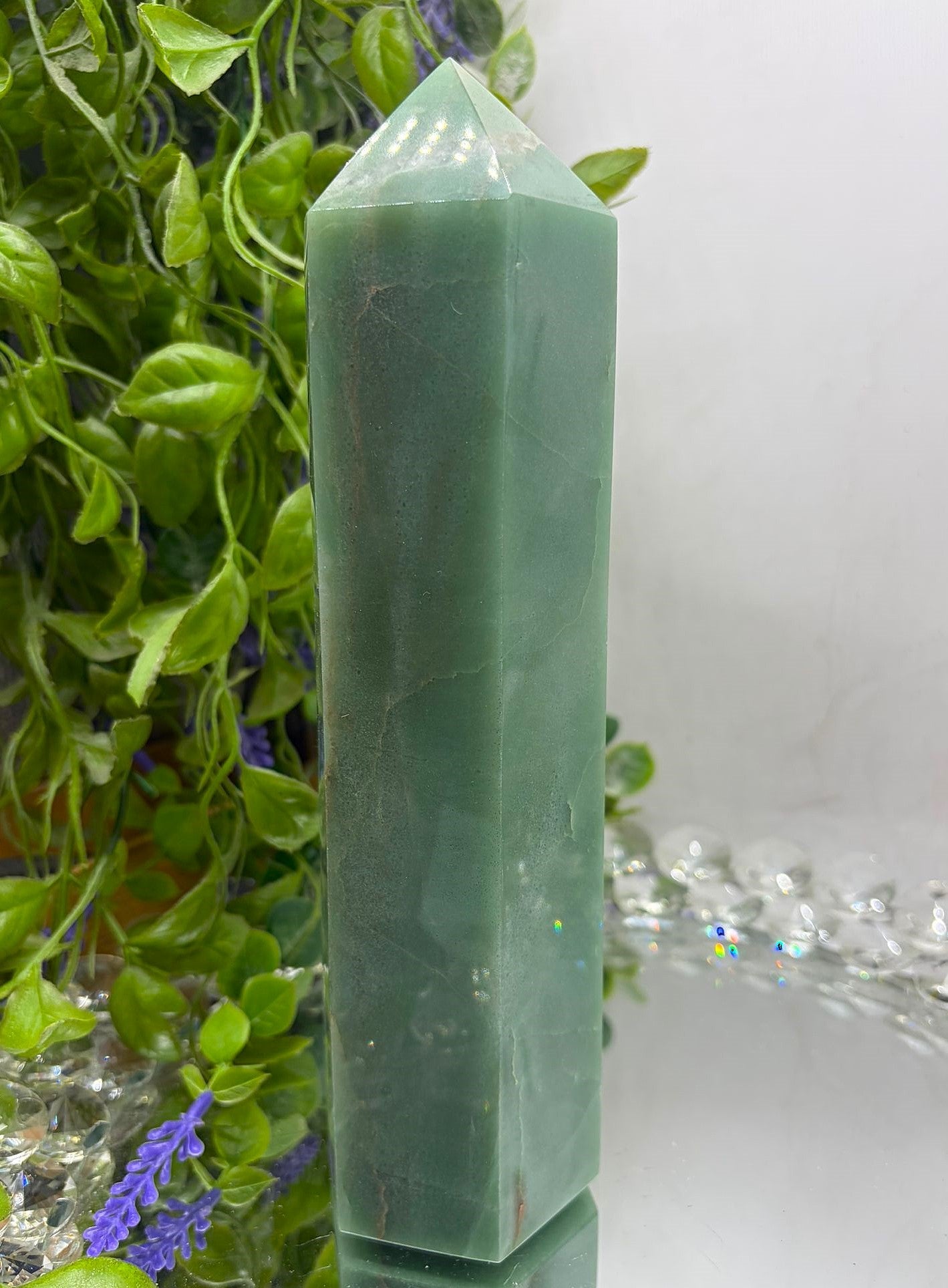 Green Aventurine Tower – Prosperity, Luck & Heart Healing Crystal Point Crystal Wellness