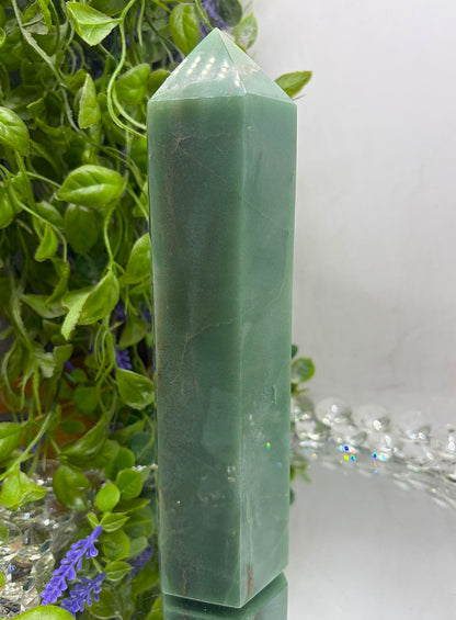 Green Aventurine Tower – Prosperity, Luck & Heart Healing Crystal Point Crystal Wellness
