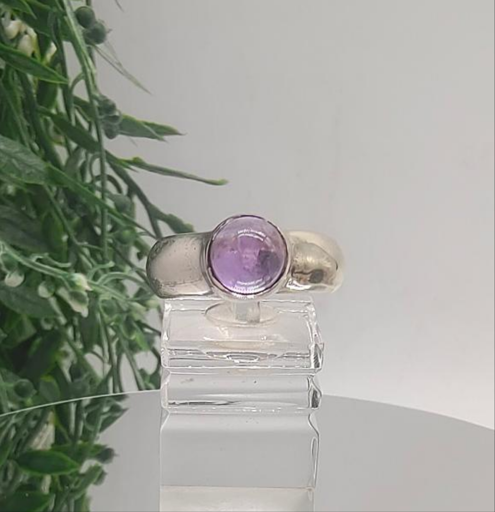 Amethyst 925 Sterling Silver Rings Size 8 Crystal Wellness