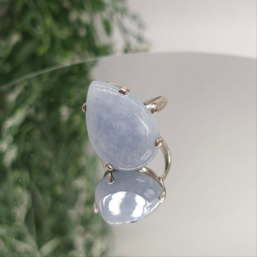 Blue Quartz 925 Sterling Silver Rings Size 8.5 Crystal Wellness