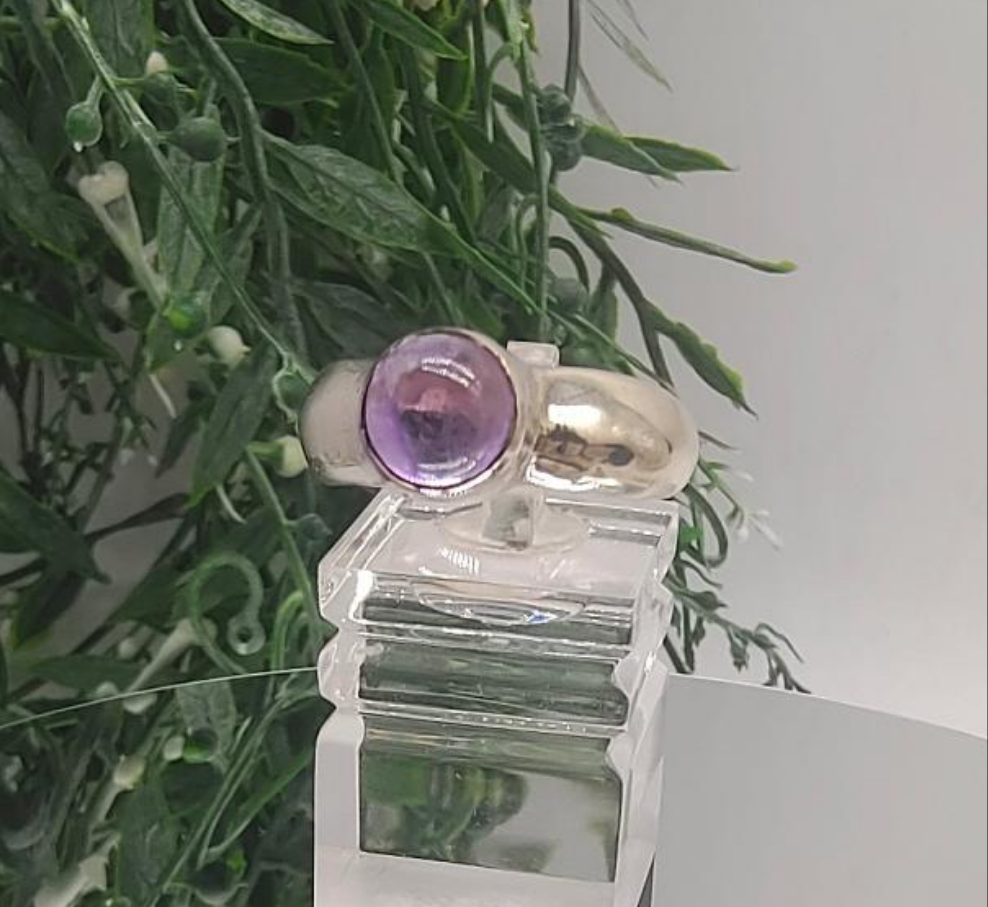 Amethyst 925 Sterling Silver Rings Size 8 Crystal Wellness