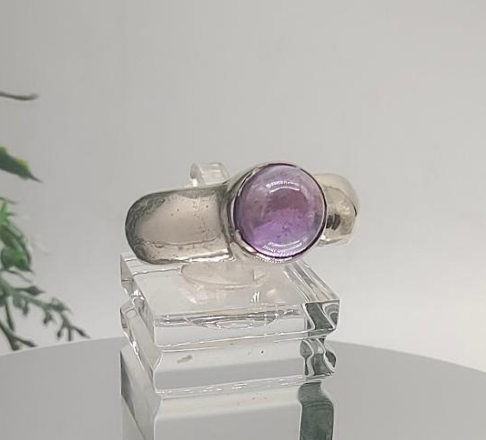 Amethyst 925 Sterling Silver Rings Size 8 Crystal Wellness