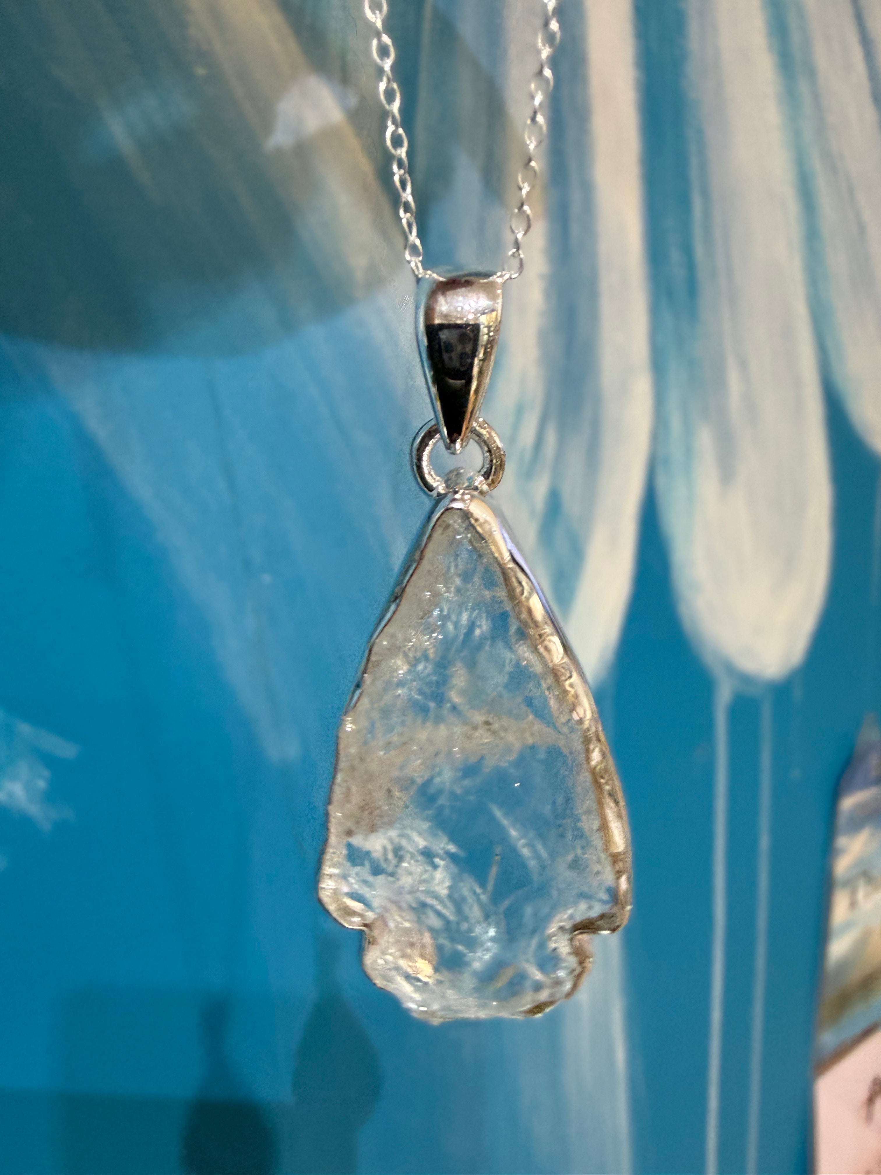 Lemurian 925 Sterling Silver Pendant 3.5x2cm (Silver Chain Included) Crystal Wellness