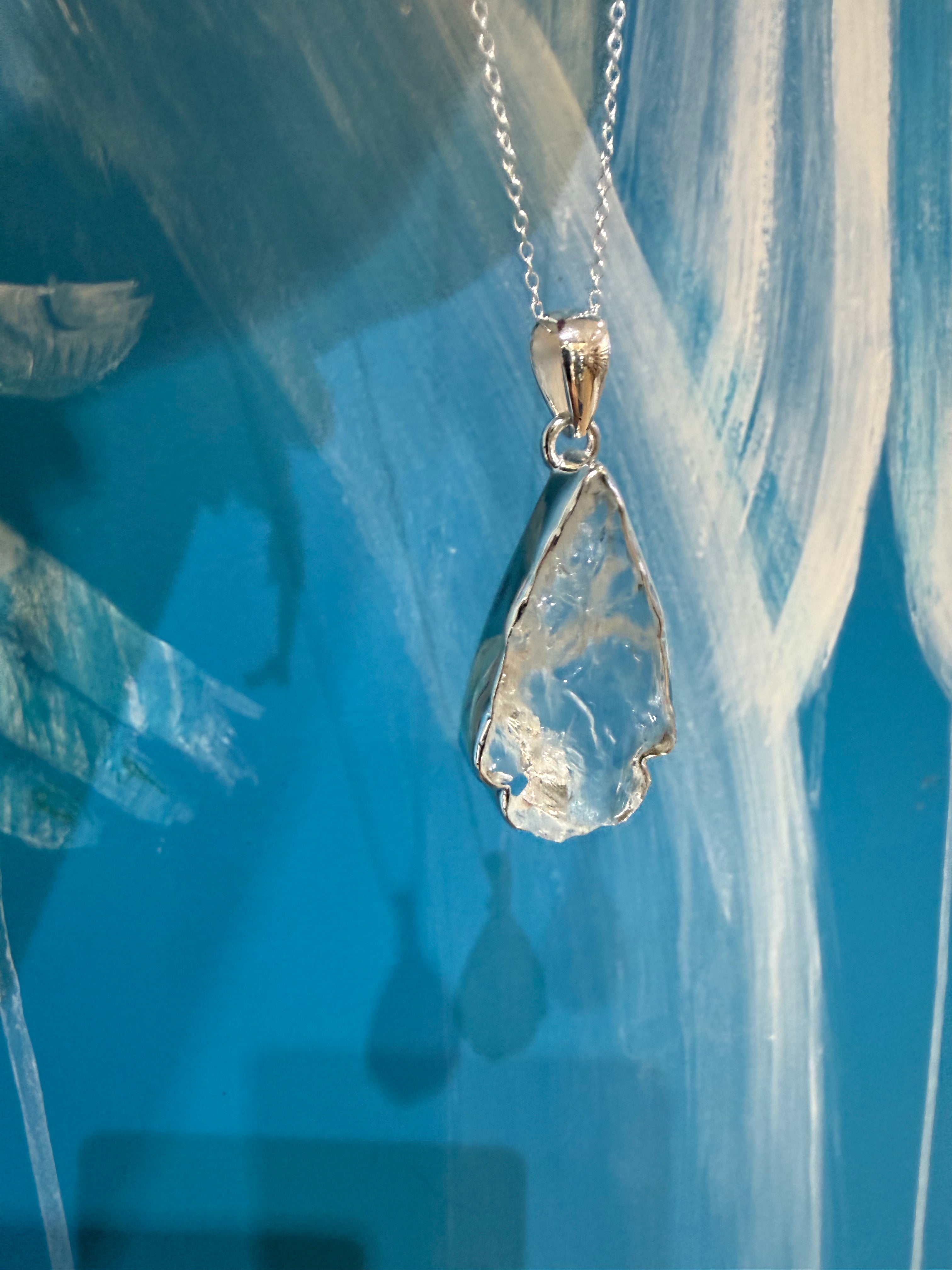 Lemurian 925 Sterling Silver Pendant 3.5x2cm (Silver Chain Included) Crystal Wellness