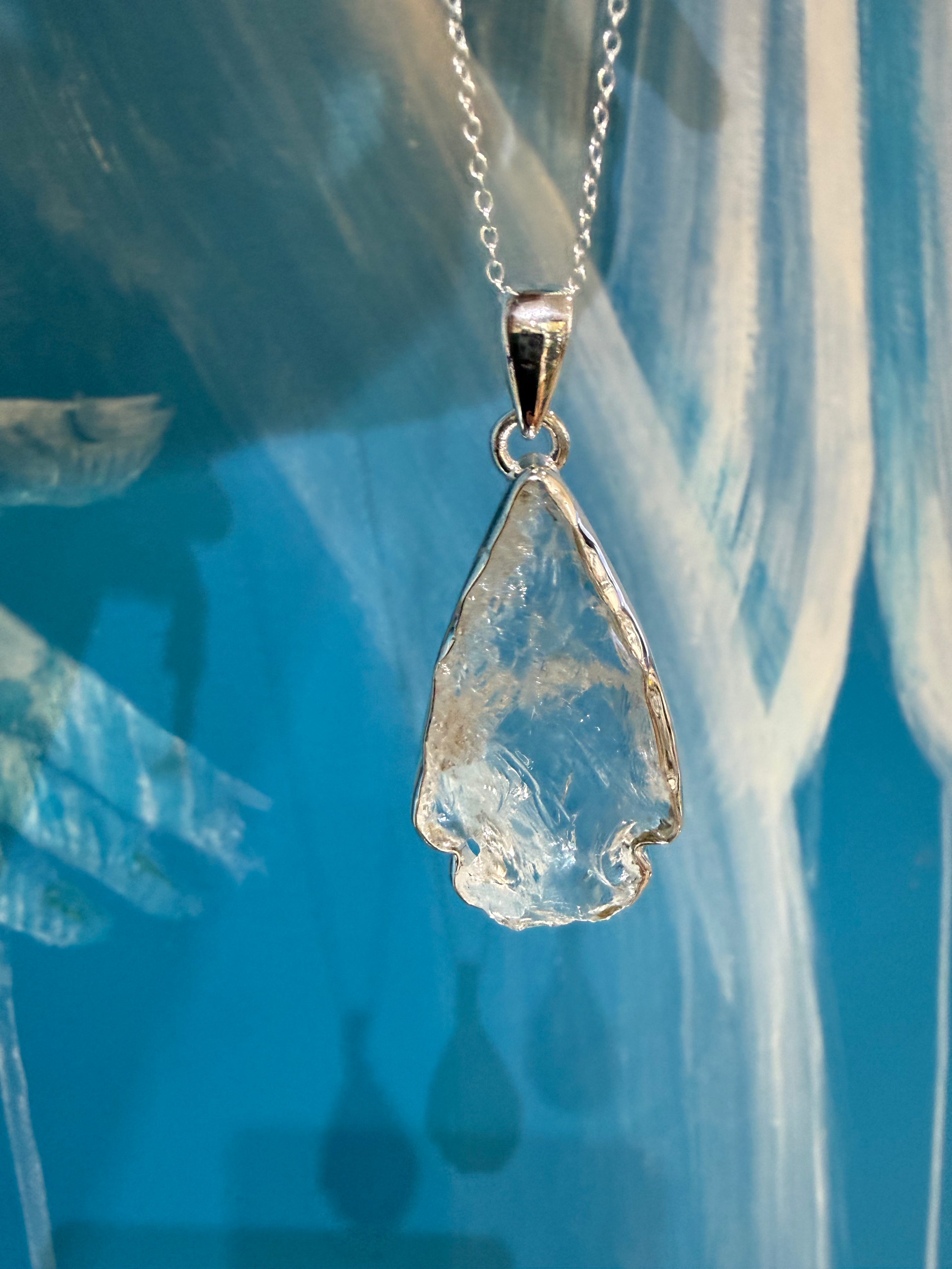 Lemurian 925 Sterling Silver Pendant 3.5x2cm (Silver Chain Included) Crystal Wellness