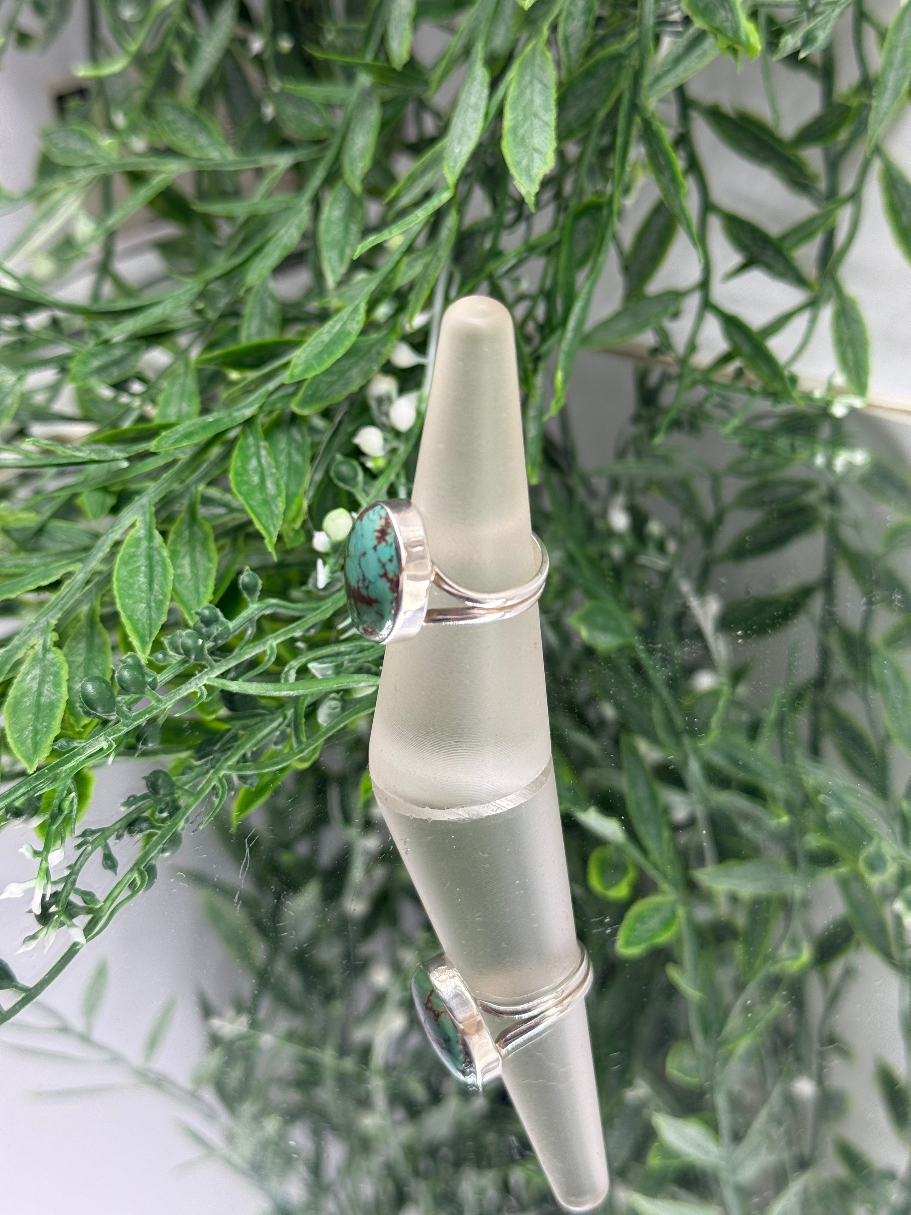 Natural Turquoise in Pyrite 925 Sterling Silver Rings Size 8.5 Crystal Wellness