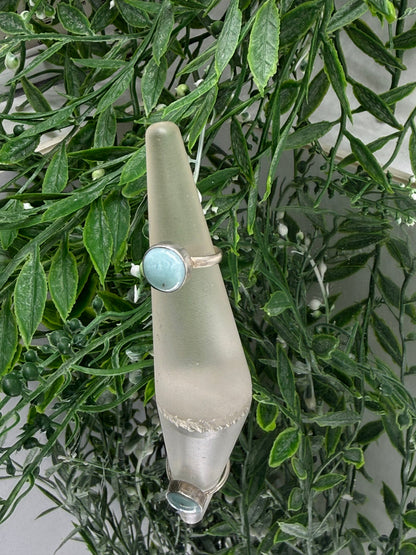 Larimar 925 Sterling Silver Ring Crystal Wellness