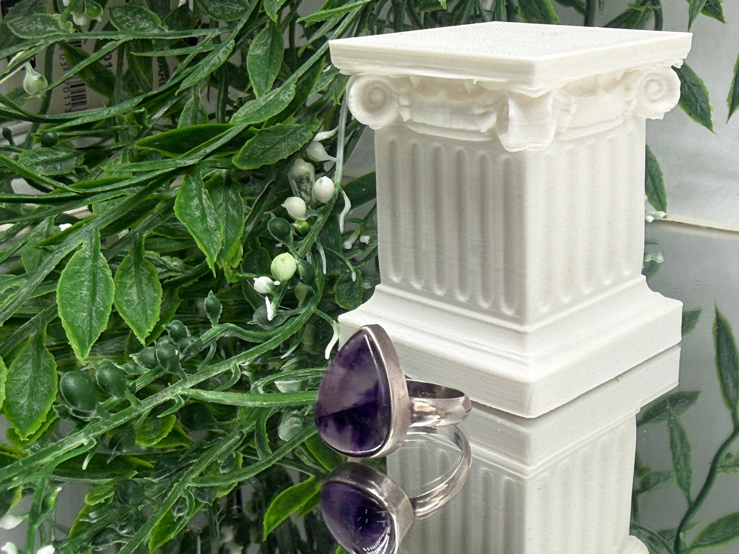 Amethyst 925 Sterling Silver Rings Size 7.5 Crystal Wellness