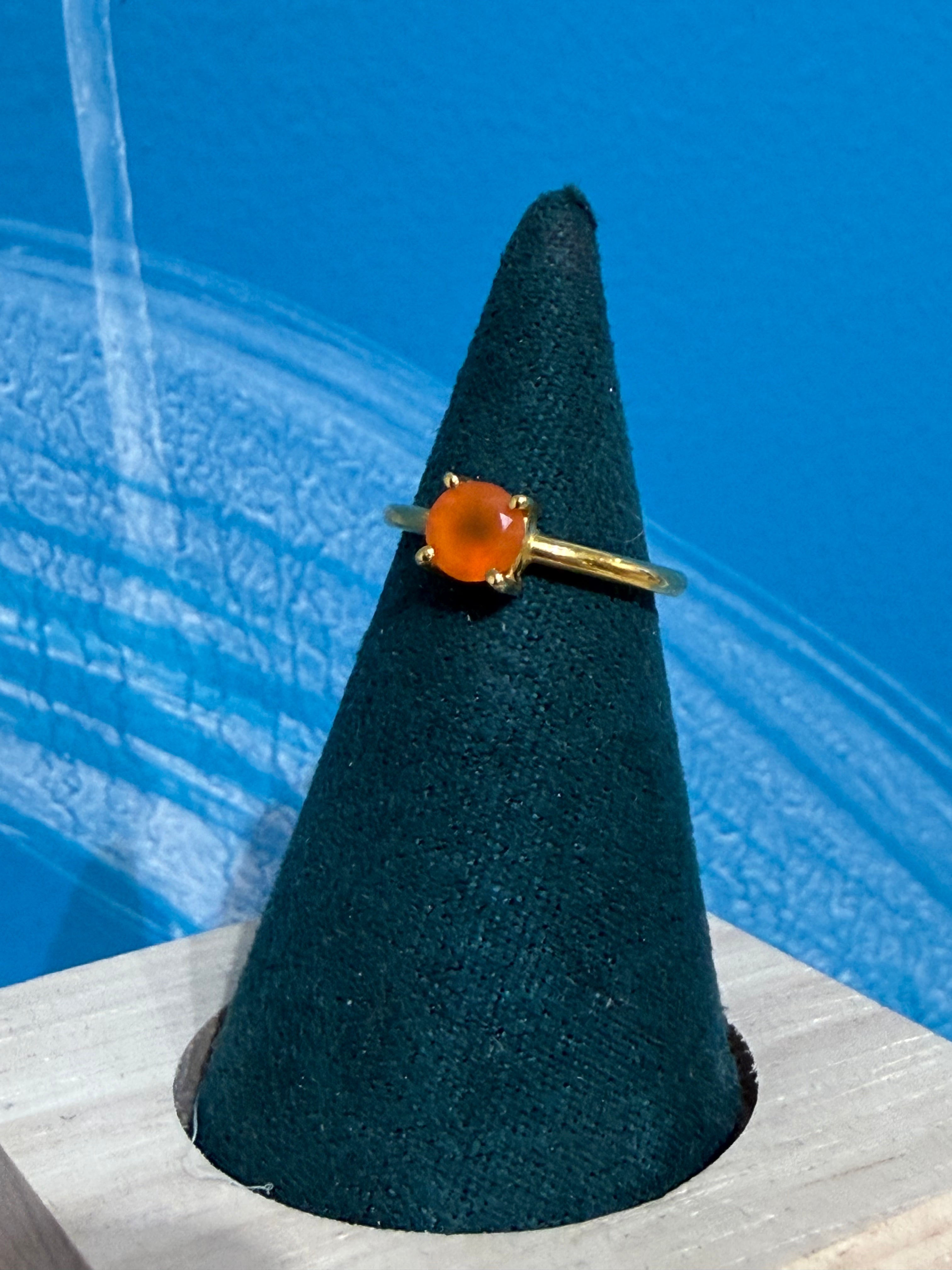 Carnelian Glow Vermeil Ring – Size 3 Crystal Wellness