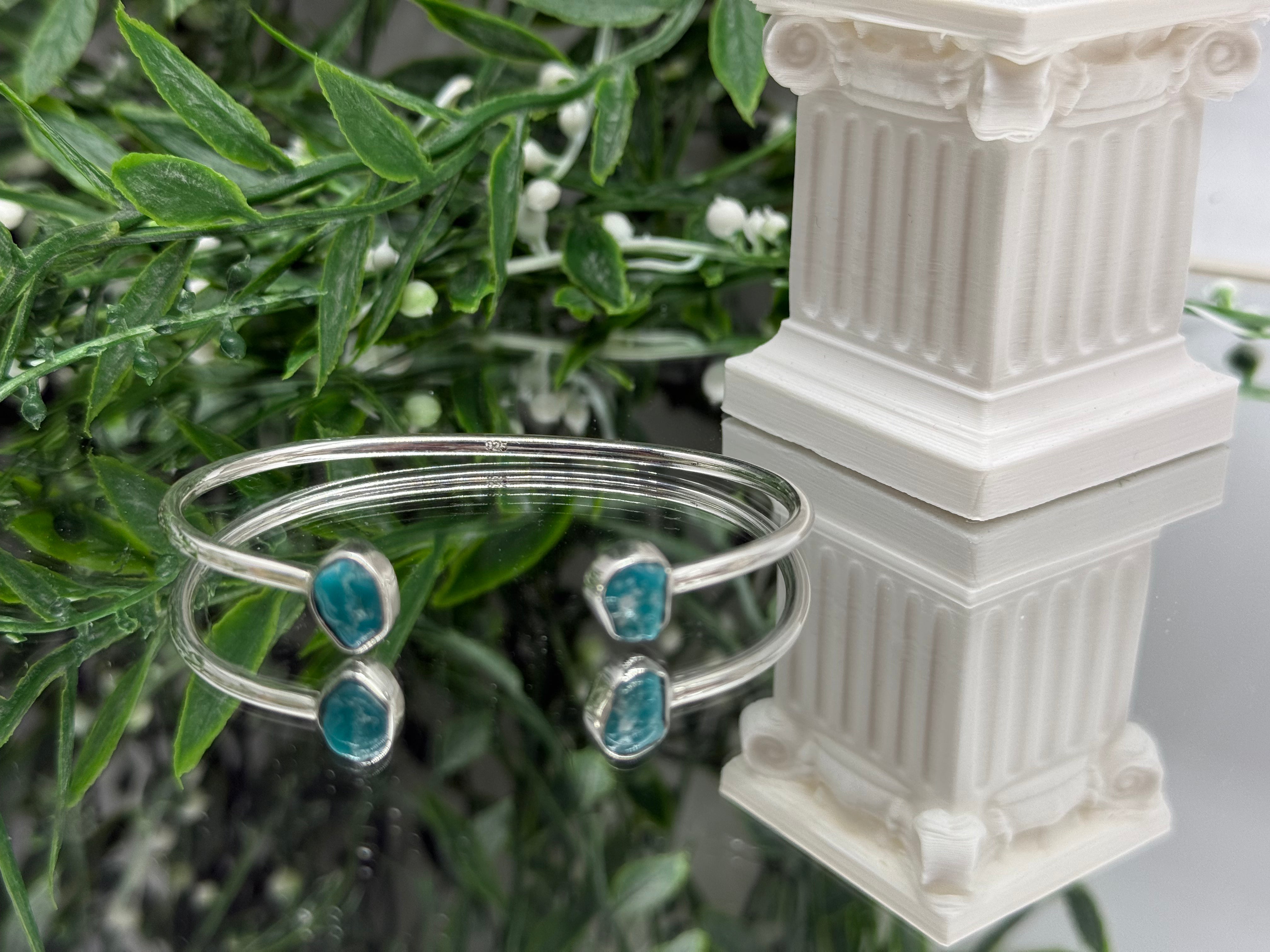 Premium Kingsman Turquoise Sterling Silver Bangle Crystal Wellness