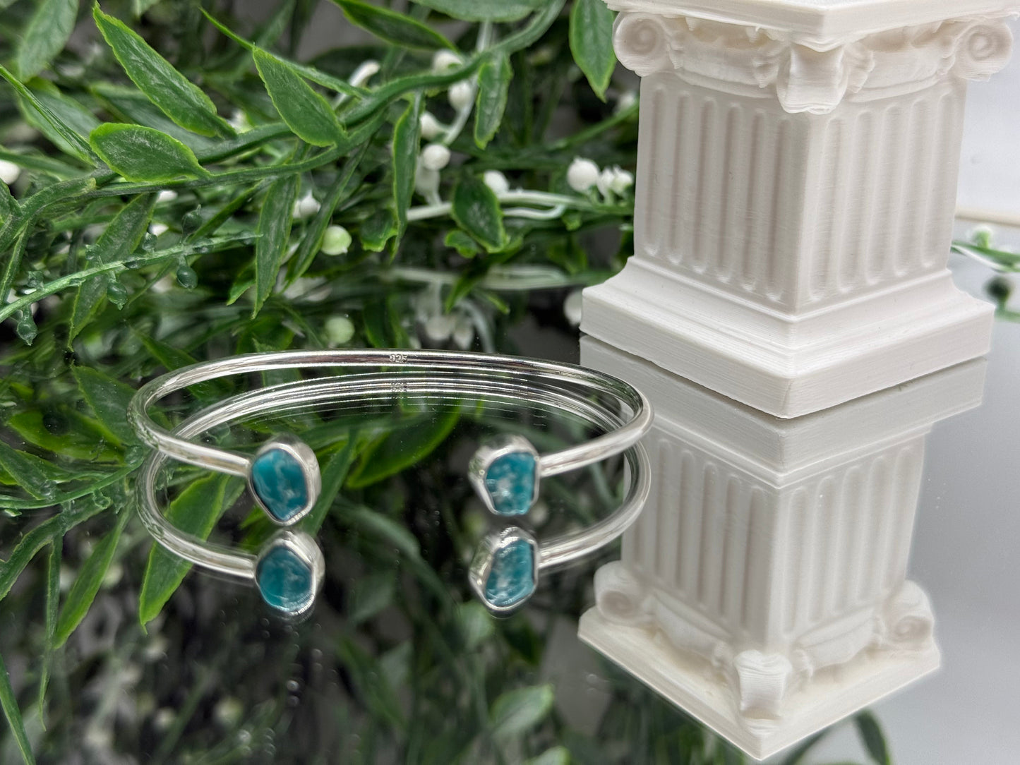 Premium Kingsman Turquoise Sterling Silver Bangle Crystal Wellness