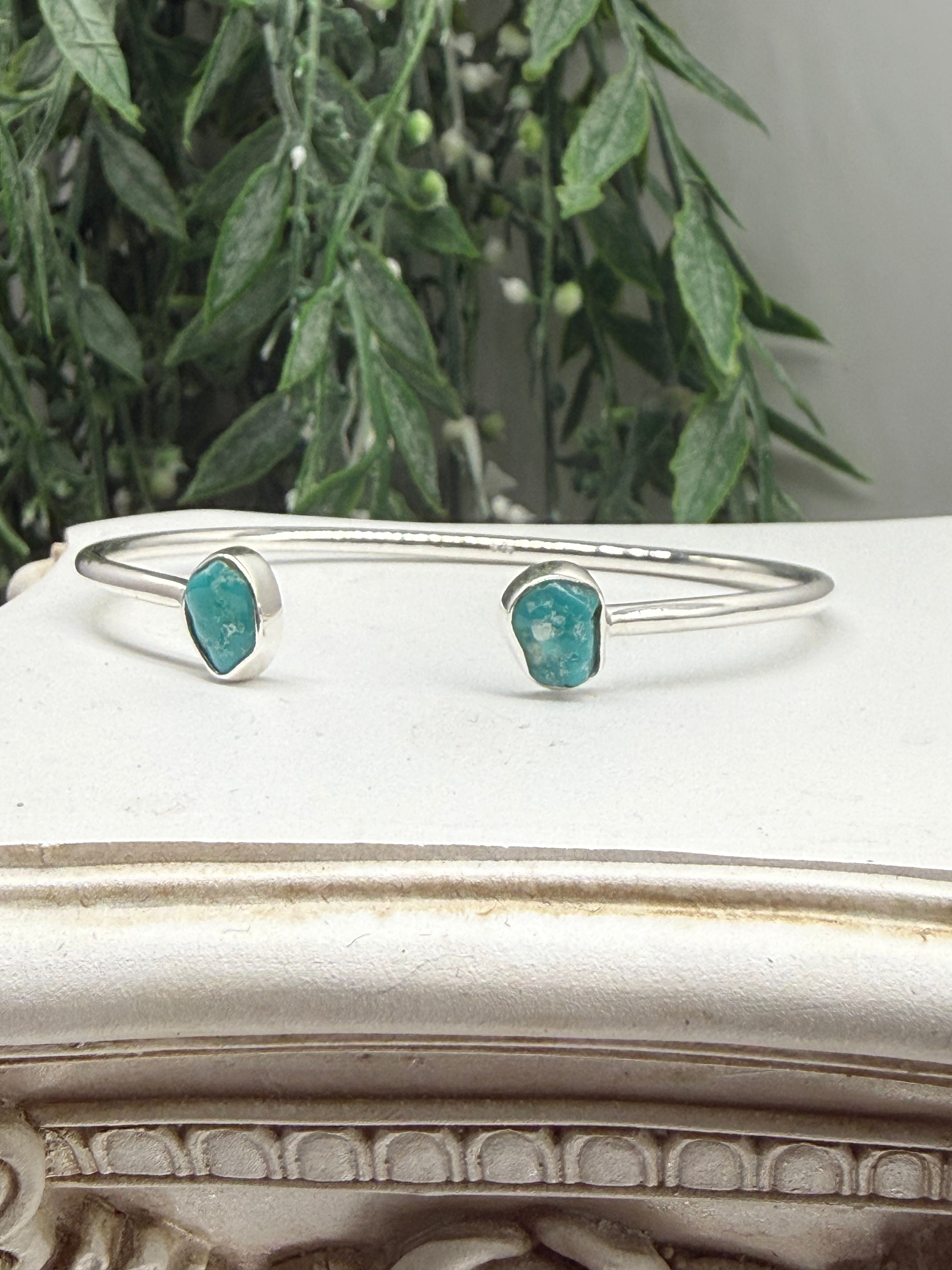 Premium Kingsman Turquoise Sterling Silver Bangle Crystal Wellness