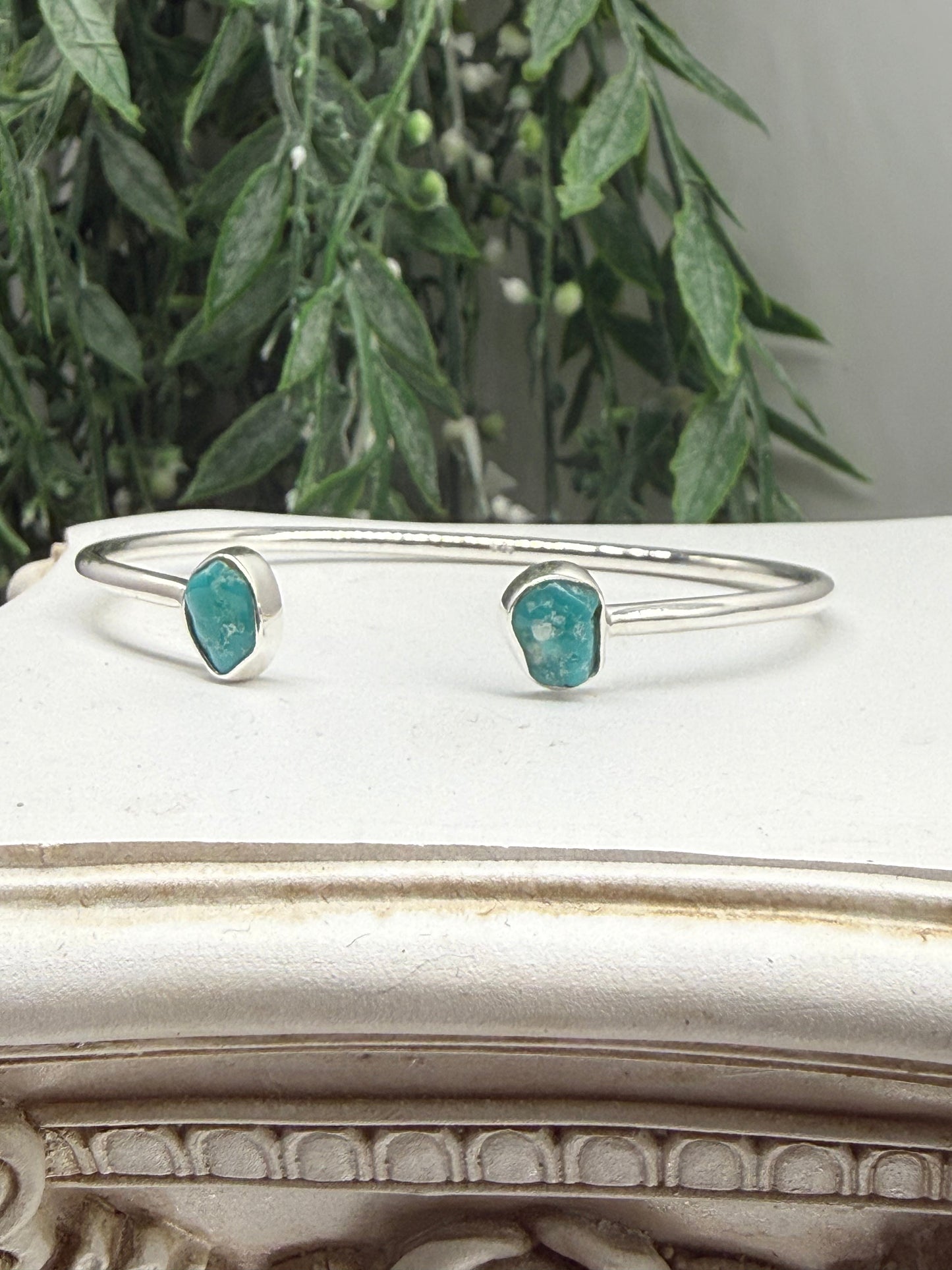 Premium Kingsman Turquoise Sterling Silver Bangle Crystal Wellness